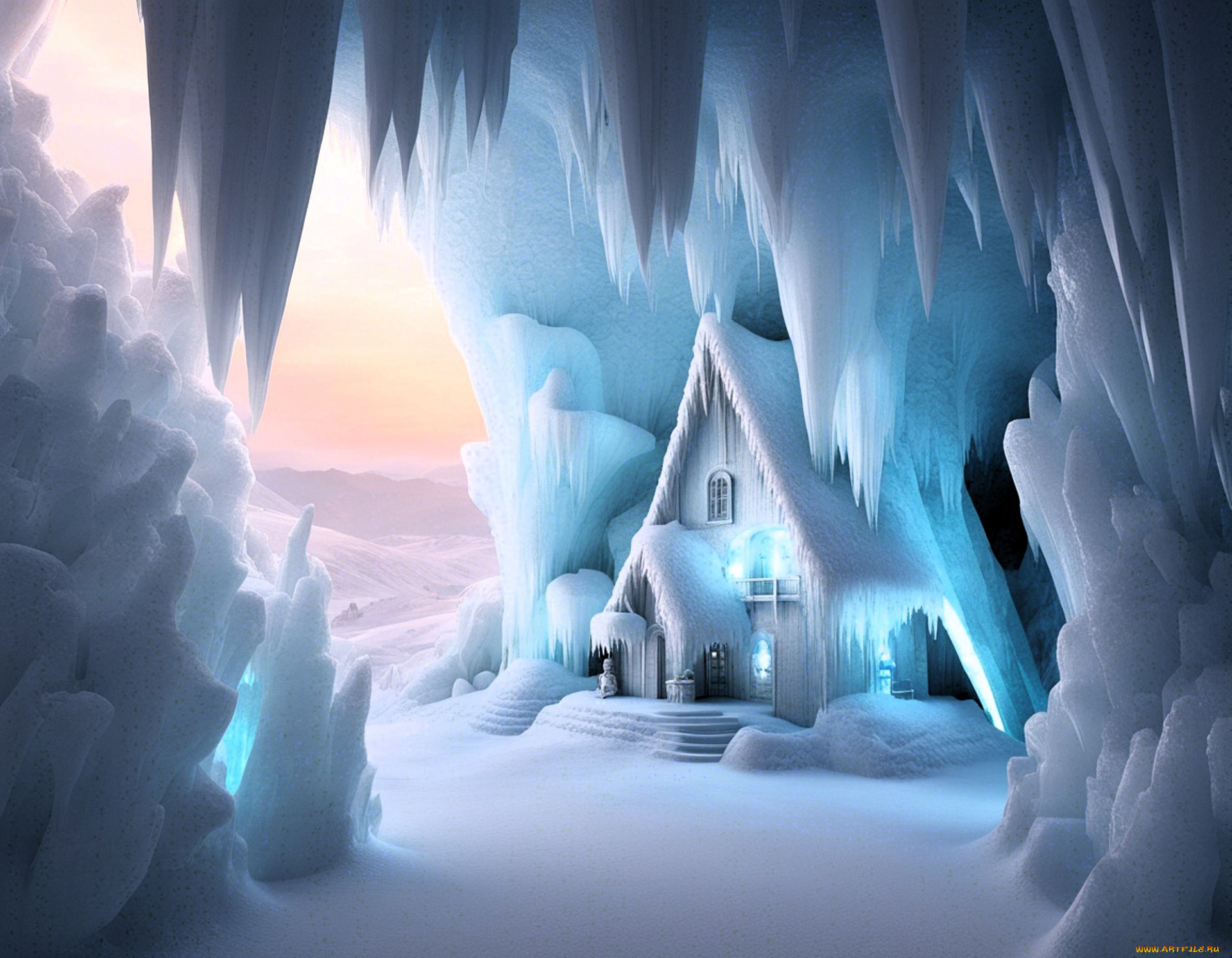 фэнтези, иные, миры, , иные, времена, дом, лед, пещера, снег