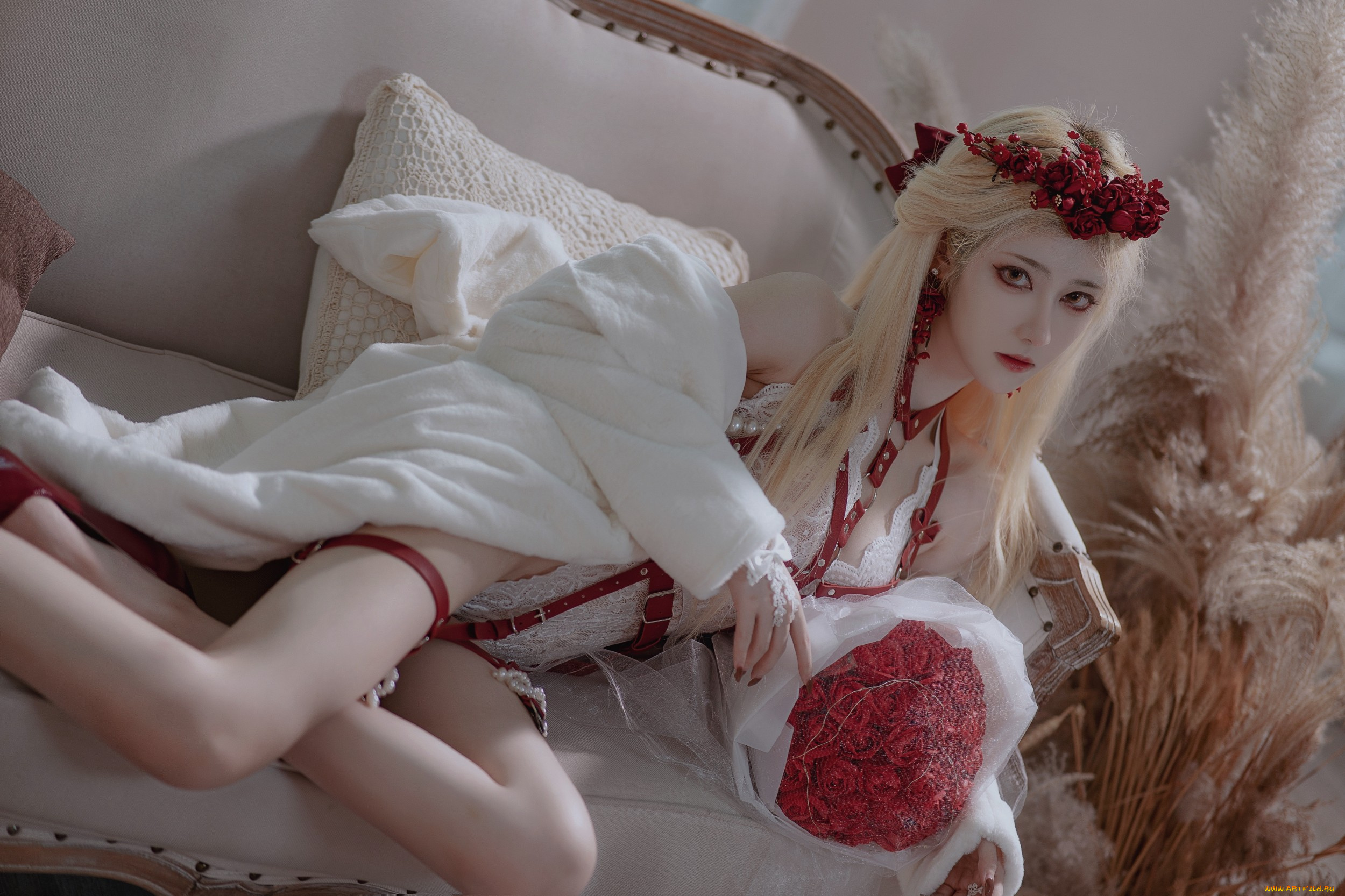 nantao, momoko, девушки, -, креатив, , косплей, девушка, женщина, блондинка, светловолосая, сексуальная, модель, звезда, позирует, разная, обувь, верхняя, стильная, одежда, нижнее, эротическое, бельё, трусы, лифчик, колготки, чулки, аксессуары, макияж, и, множество, элементов, на, фотографии