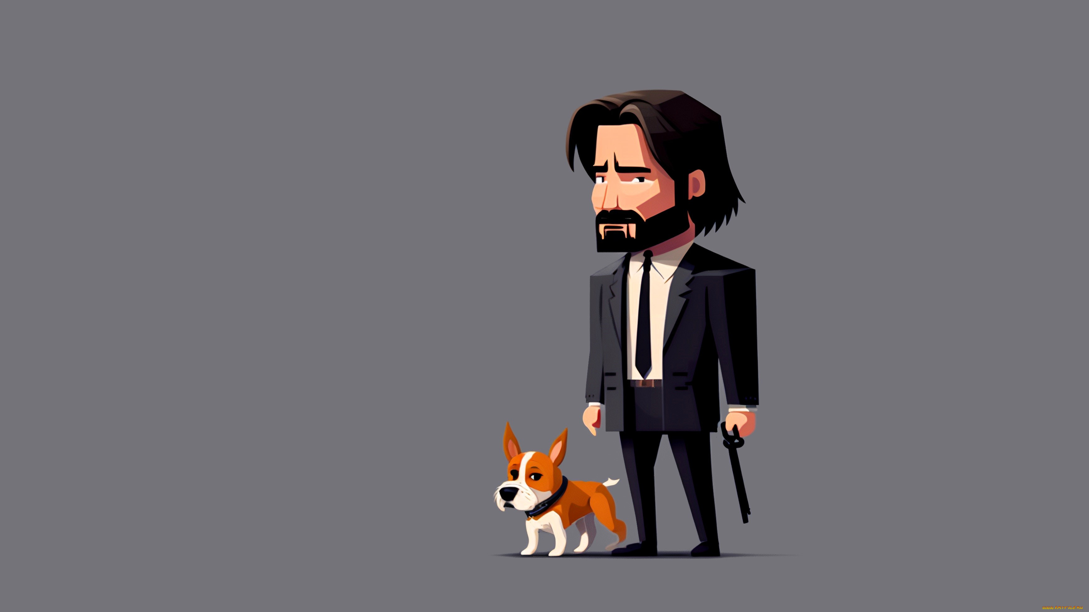 рисованное, кино, , мультфильмы, джон, уик, пистолет, собака