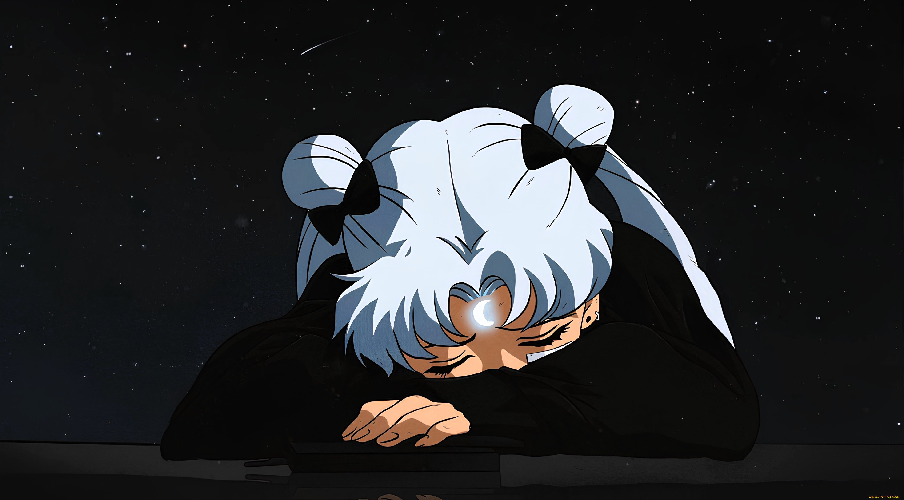 аниме, sailor, moon, девочка, знак, печаль, ночь, звезды