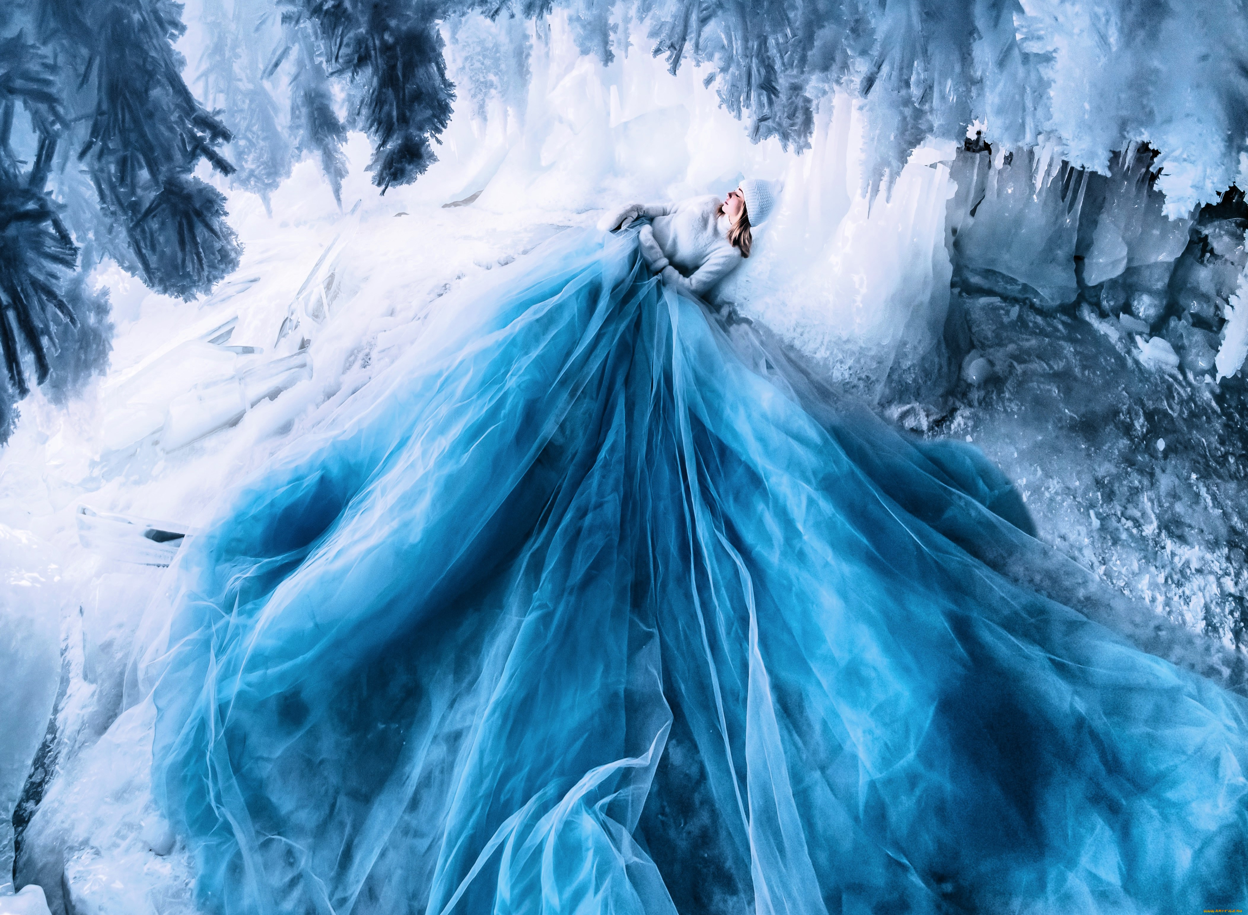 разное, компьютерный, дизайн, девушка, шапка, платье, юбка, лед, пещера