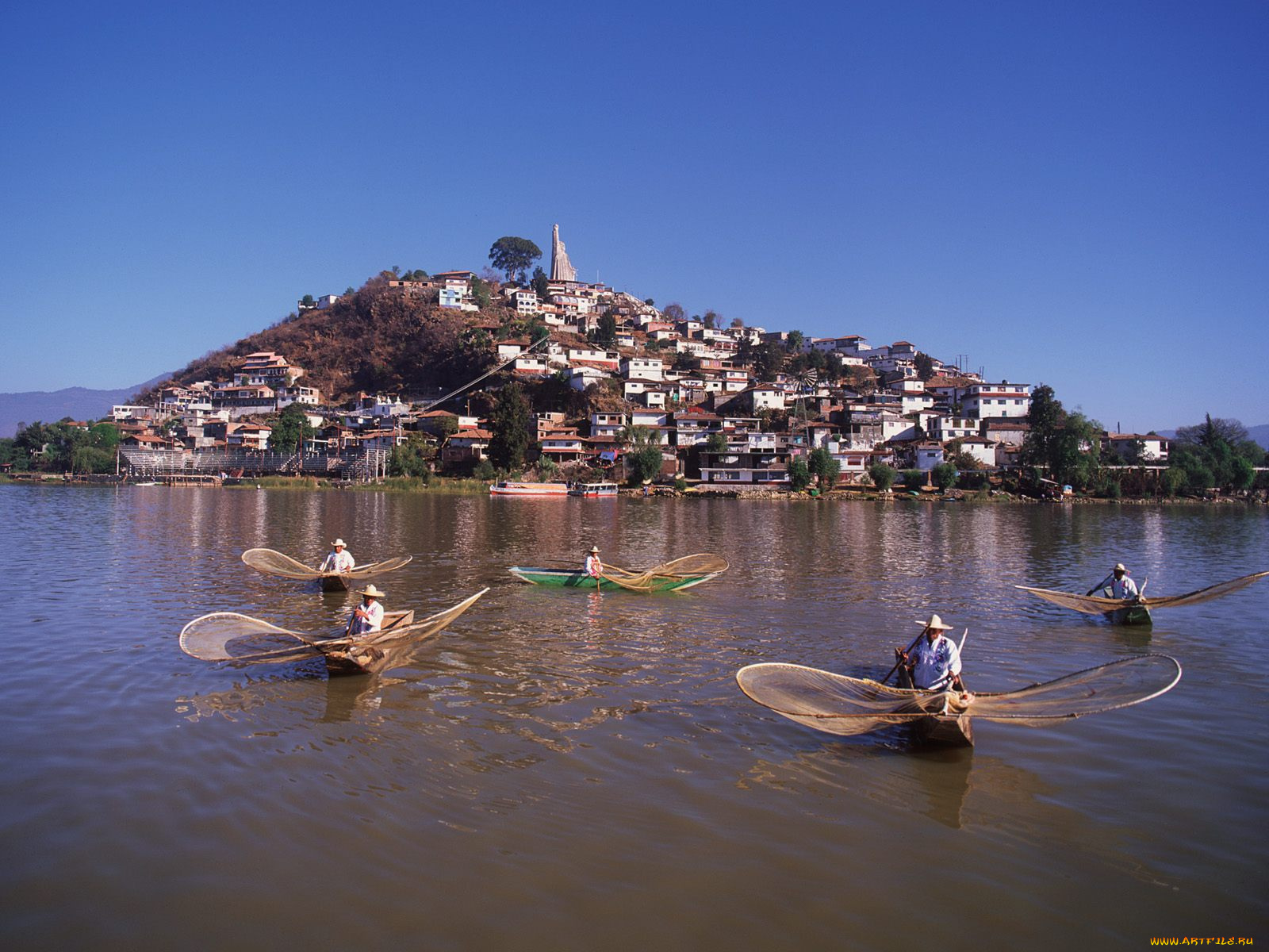 the, butterfly, fisherman, michoacan, mexico, города, пейзажи