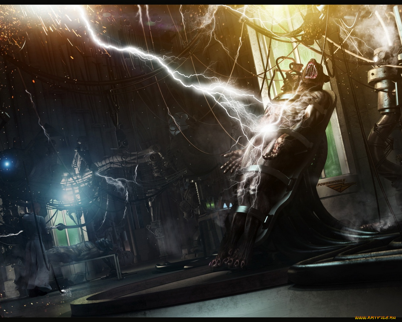 опыты, над, оборотнем, фэнтези, существа