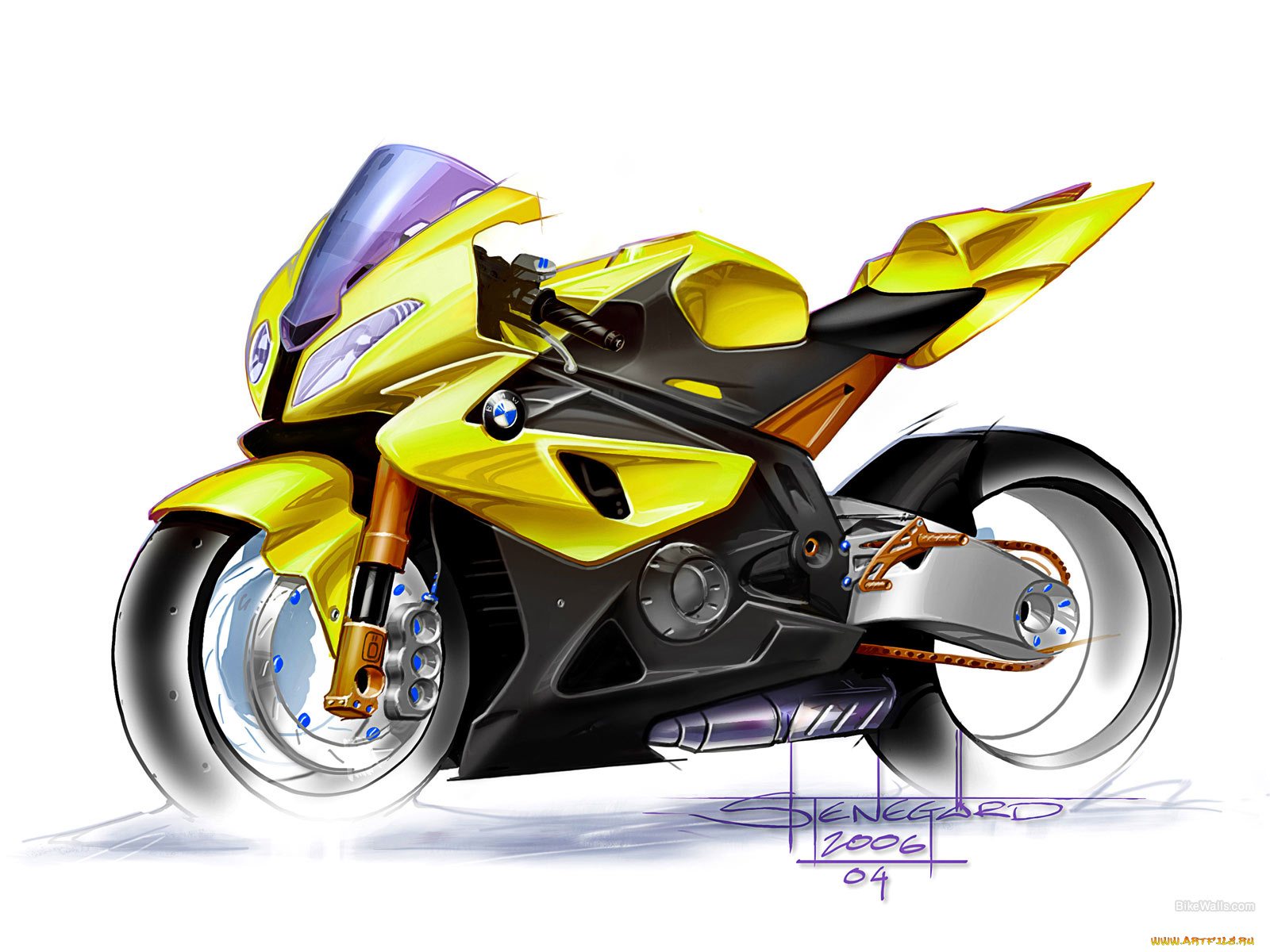 мотоциклы, рисованные