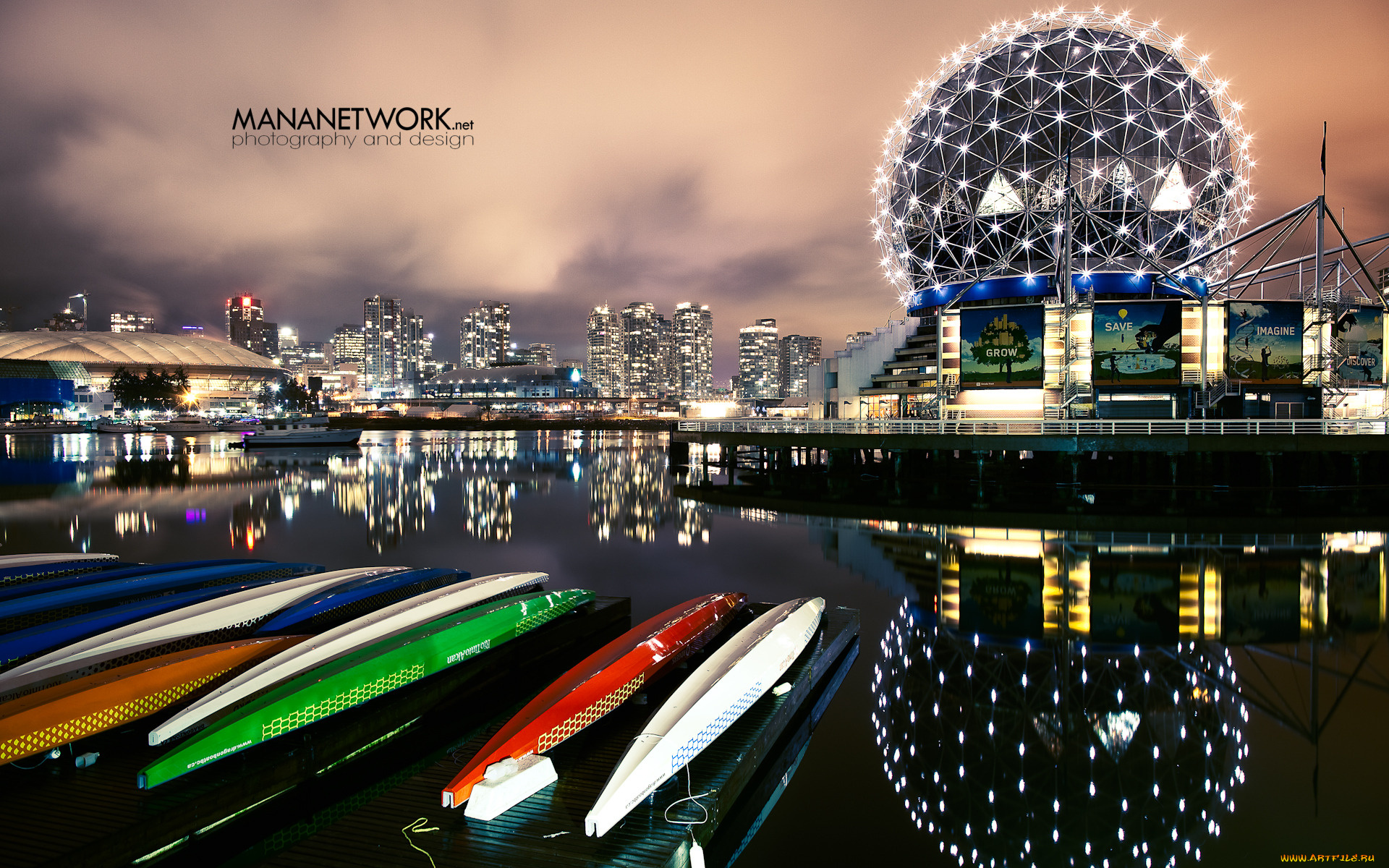 города, огни, ночного