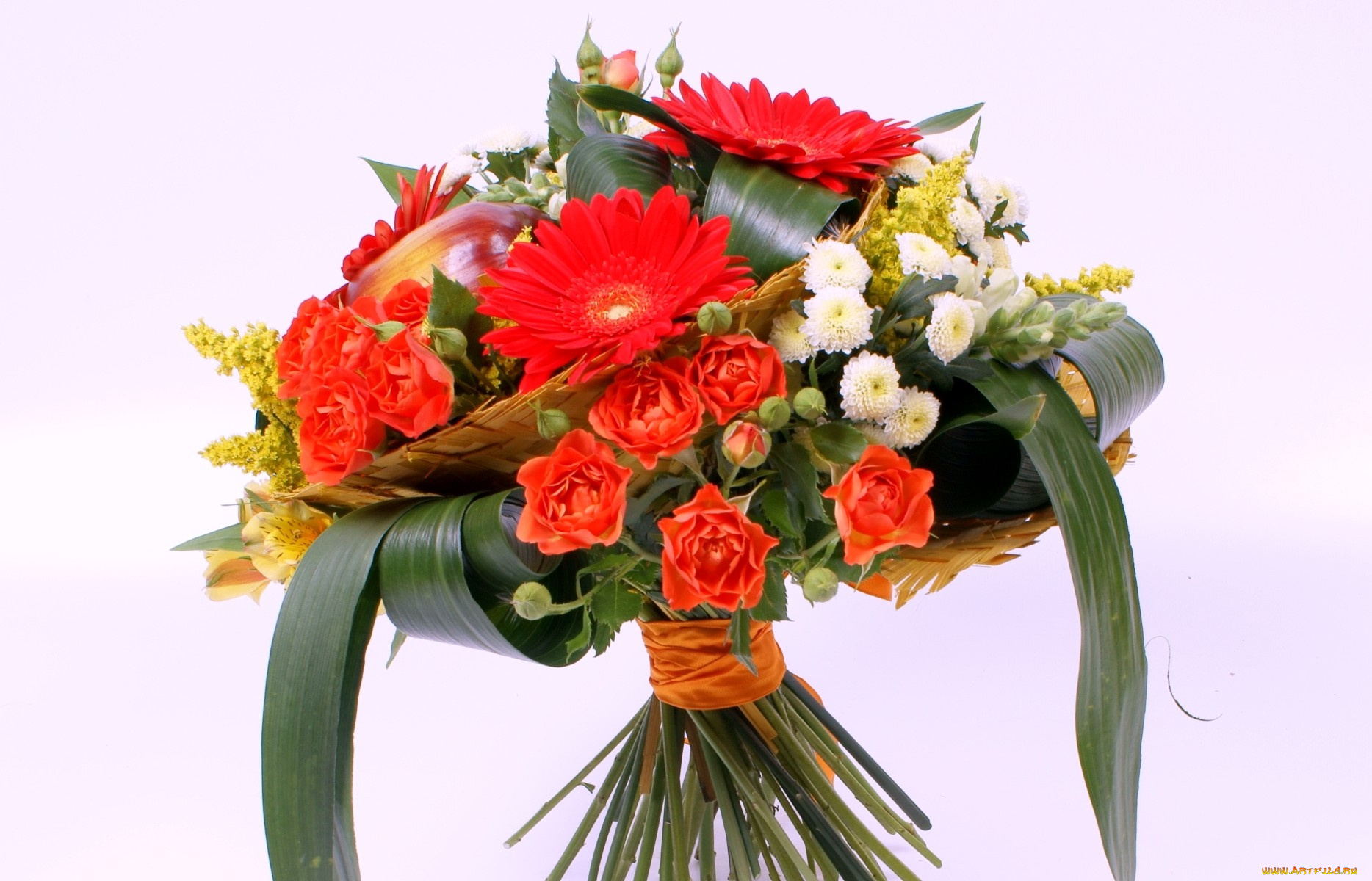 цветы, букеты, композиции, альстромерия, хризантемы, розы, герберы