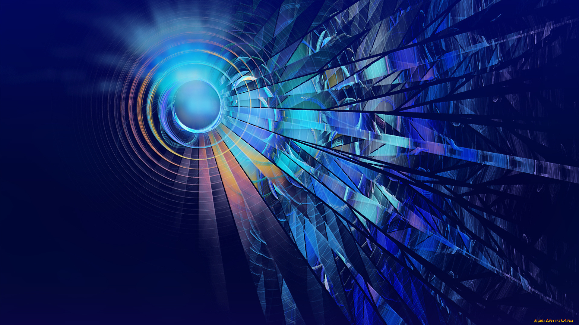 3д, графика, abstract, абстракции, разбиение, лучи, поток, осколки