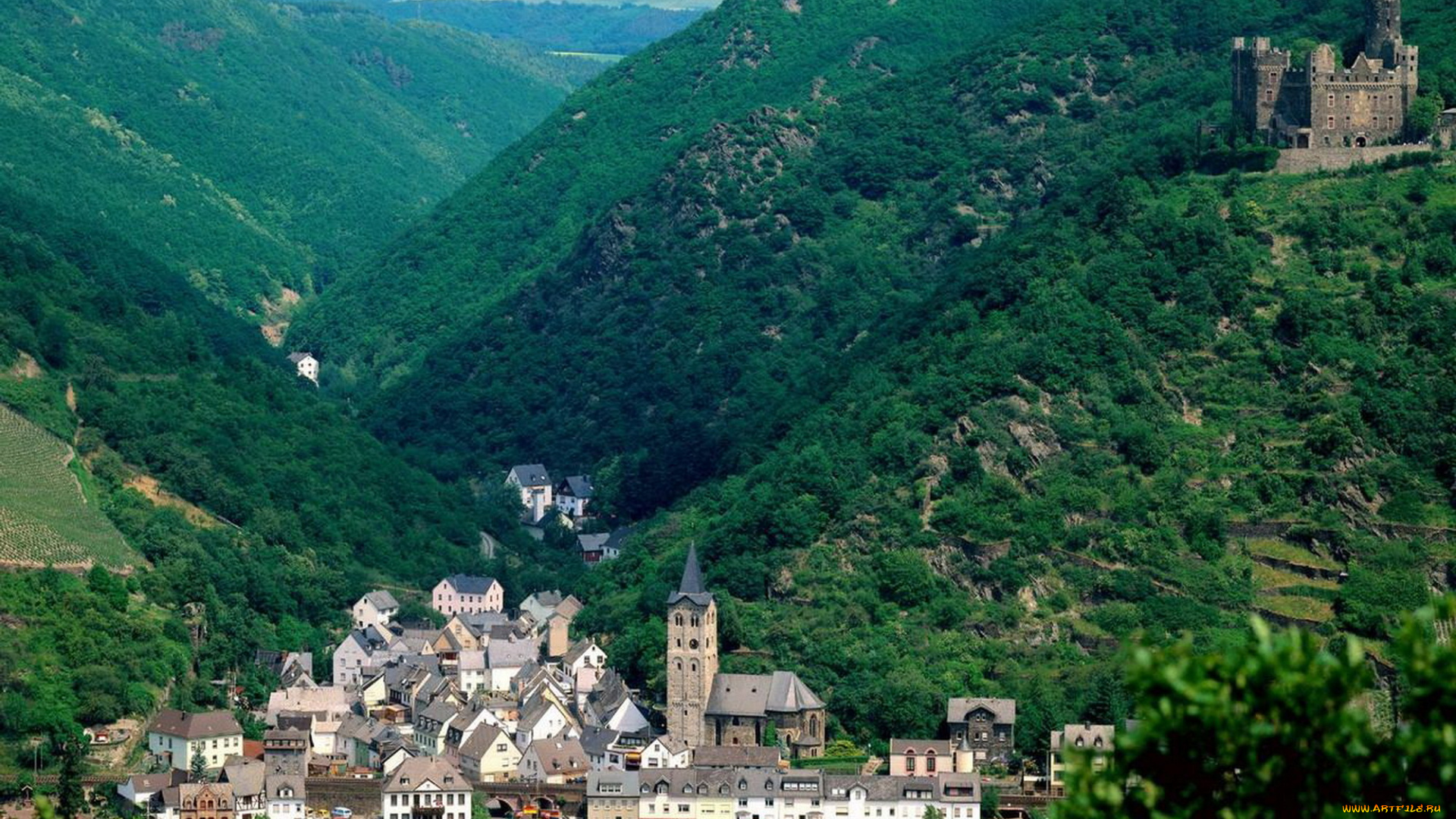 города, пейзажи, горы, замок, городок