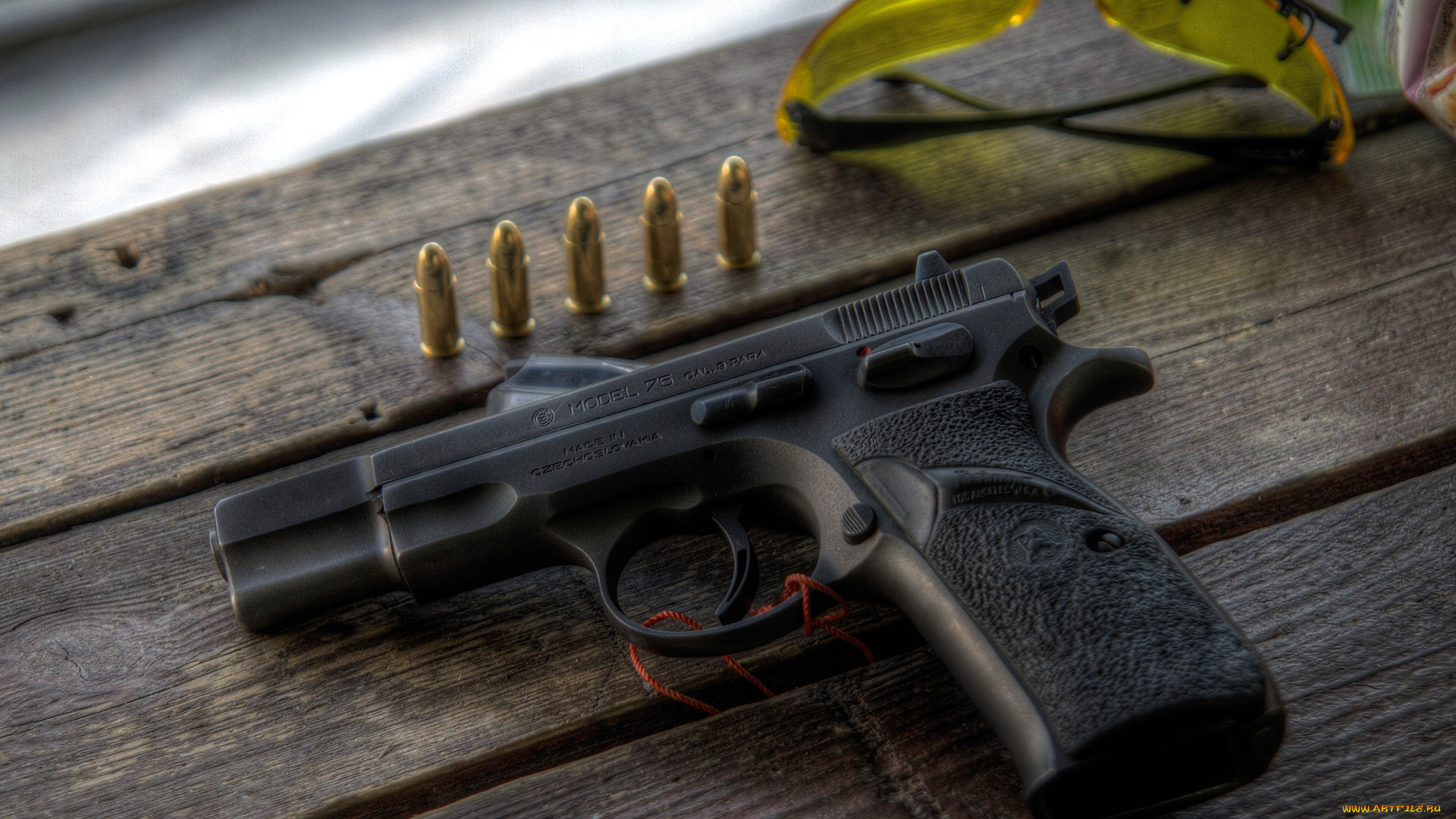 оружие, пистолеты, очки, доски, пистолет, пули