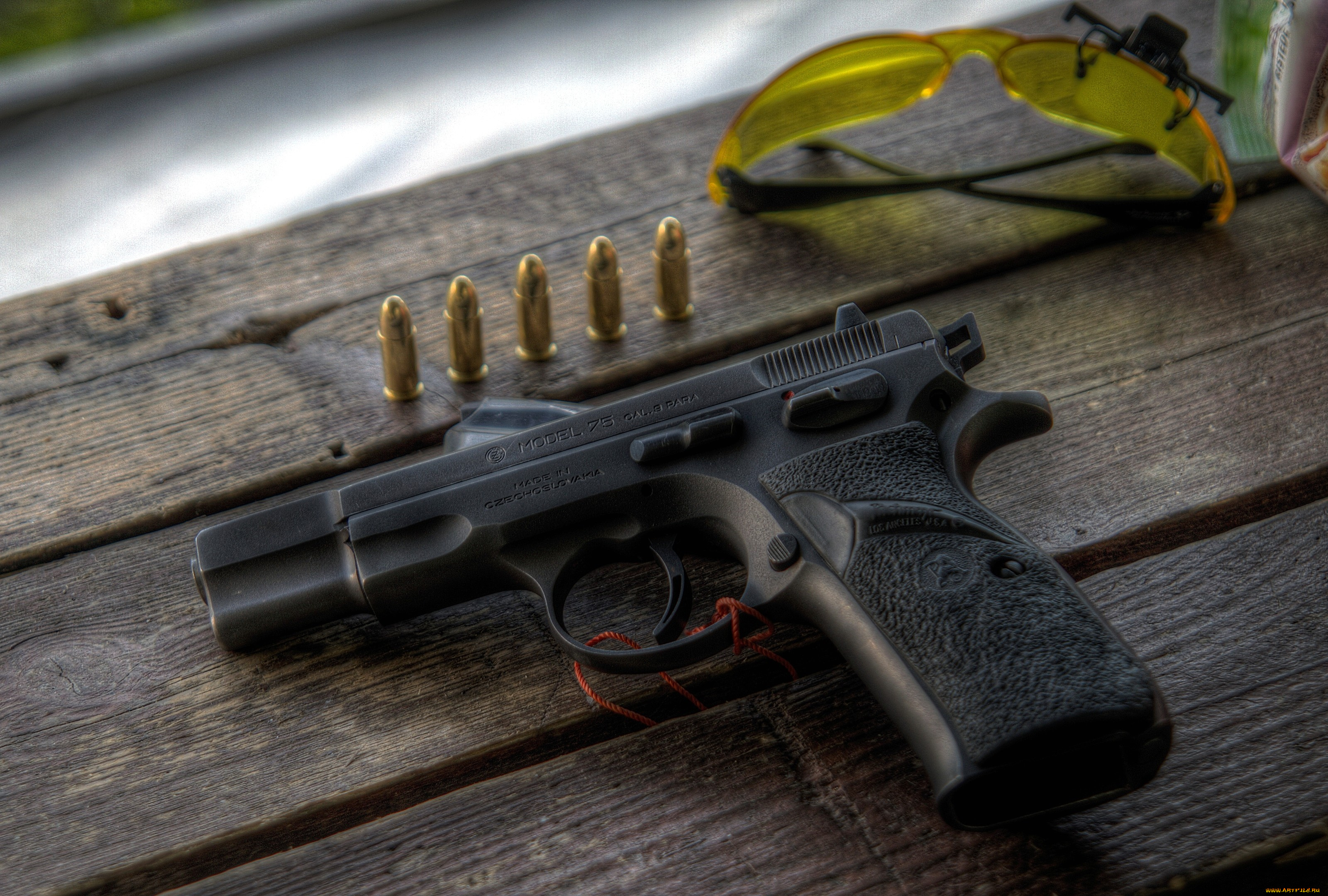 оружие, пистолеты, очки, доски, пистолет, пули