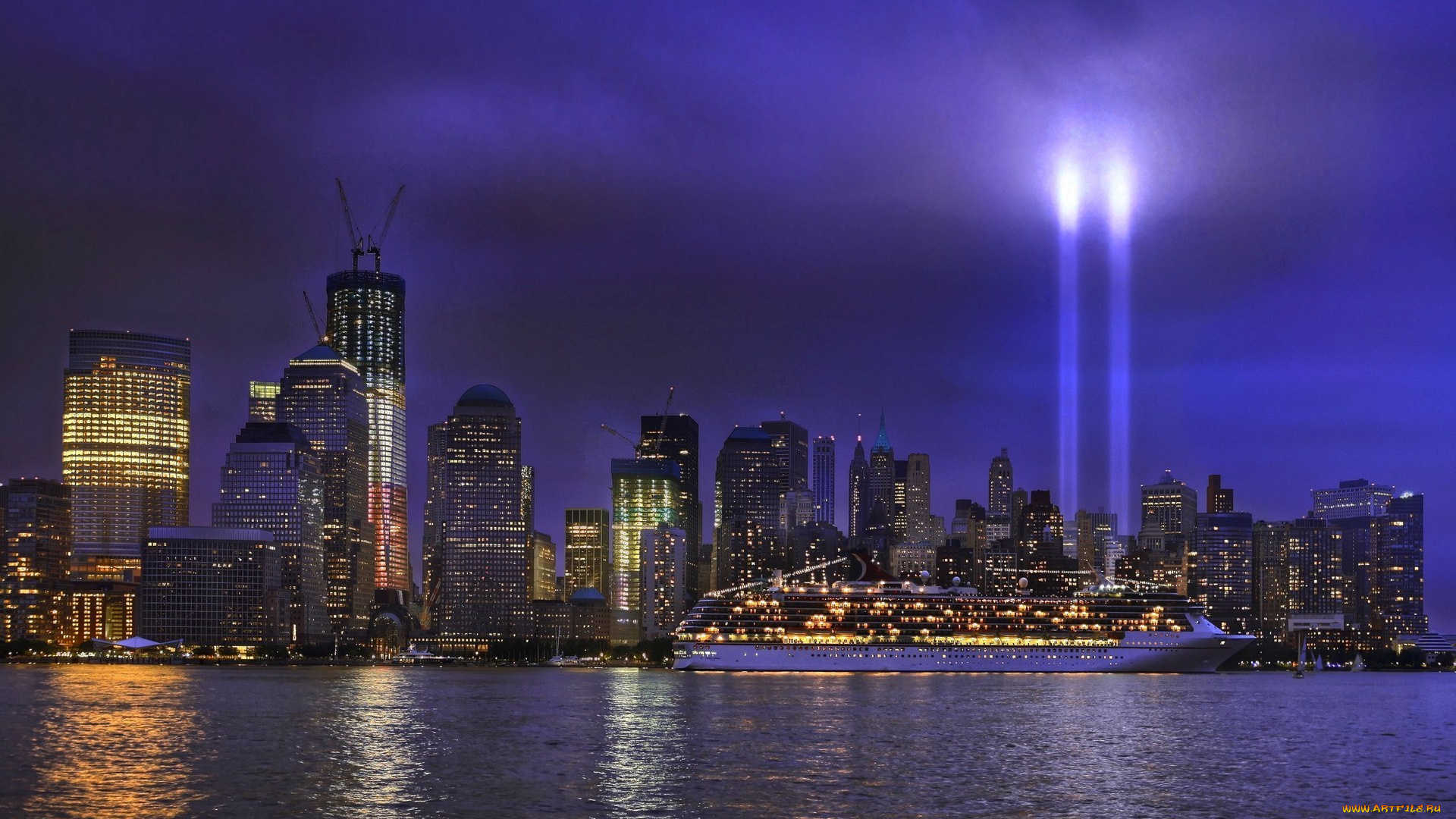 города, нью, йорк, сша, манхэттен, нью-йорк, ночь