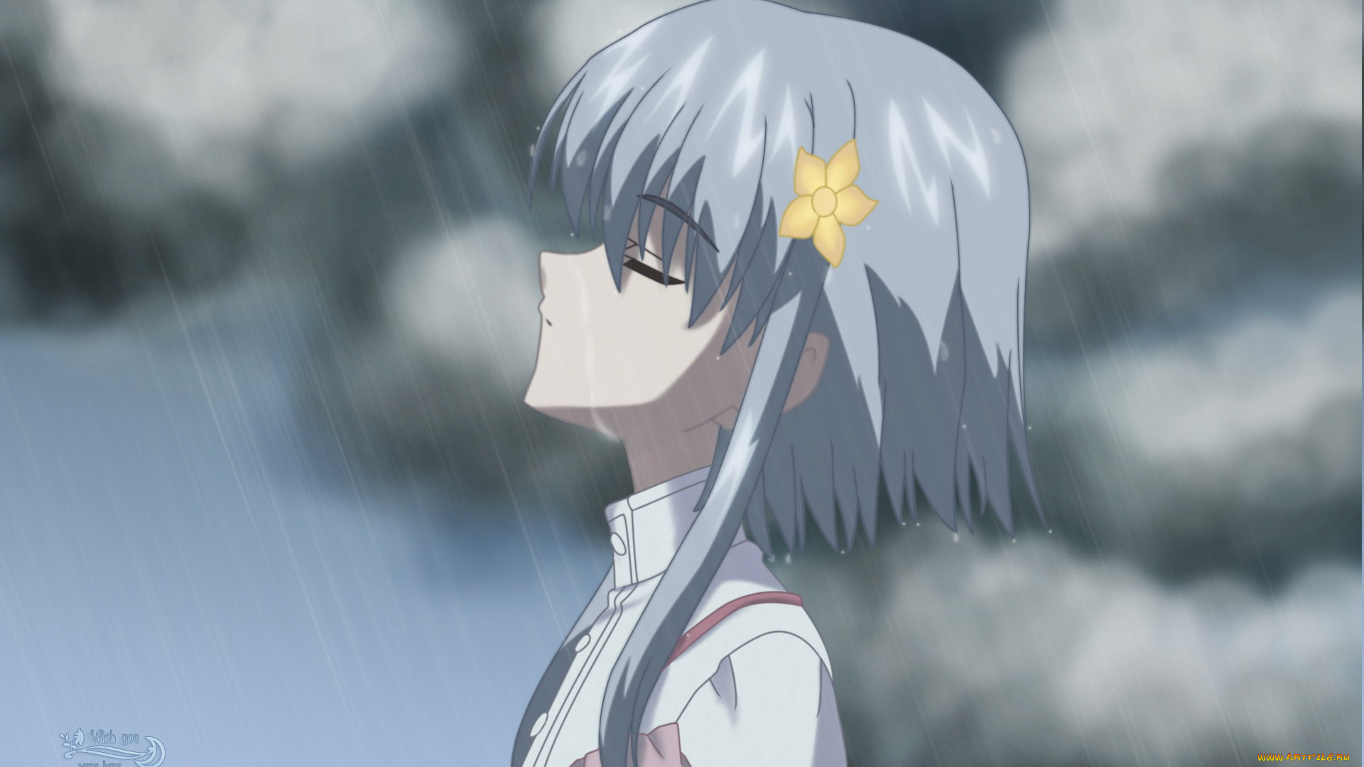 sola, аниме, дождь, девочка