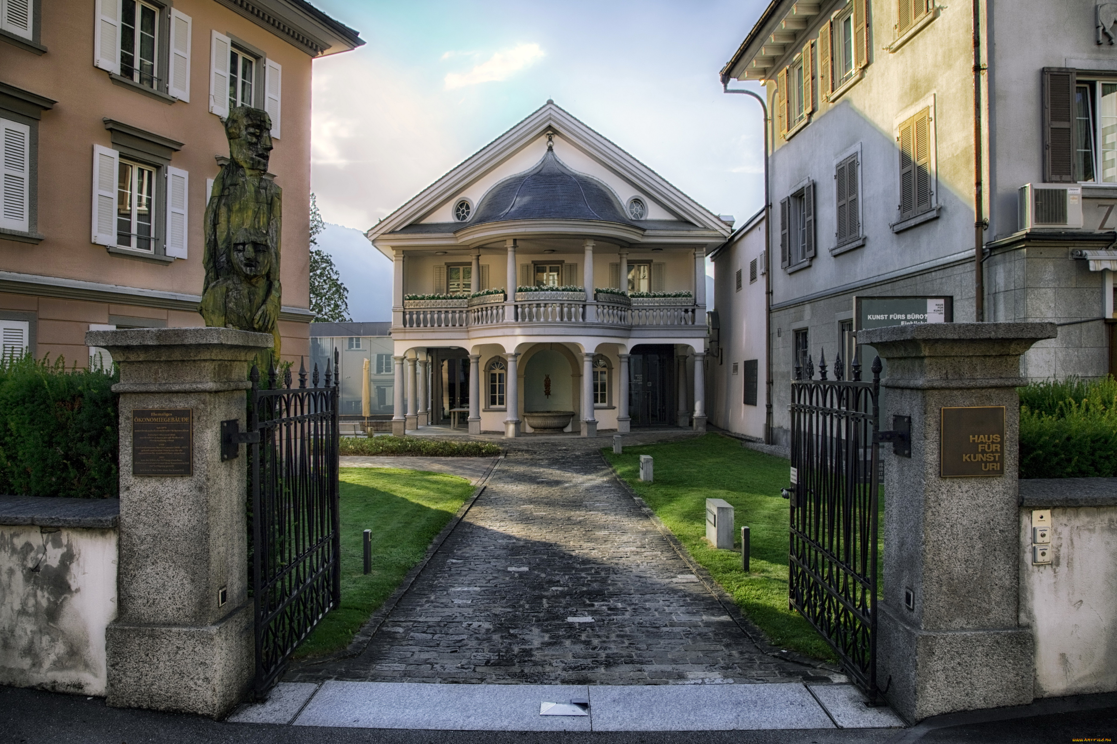 швейцария, ури, альтдорф, города, здания, дома, зима