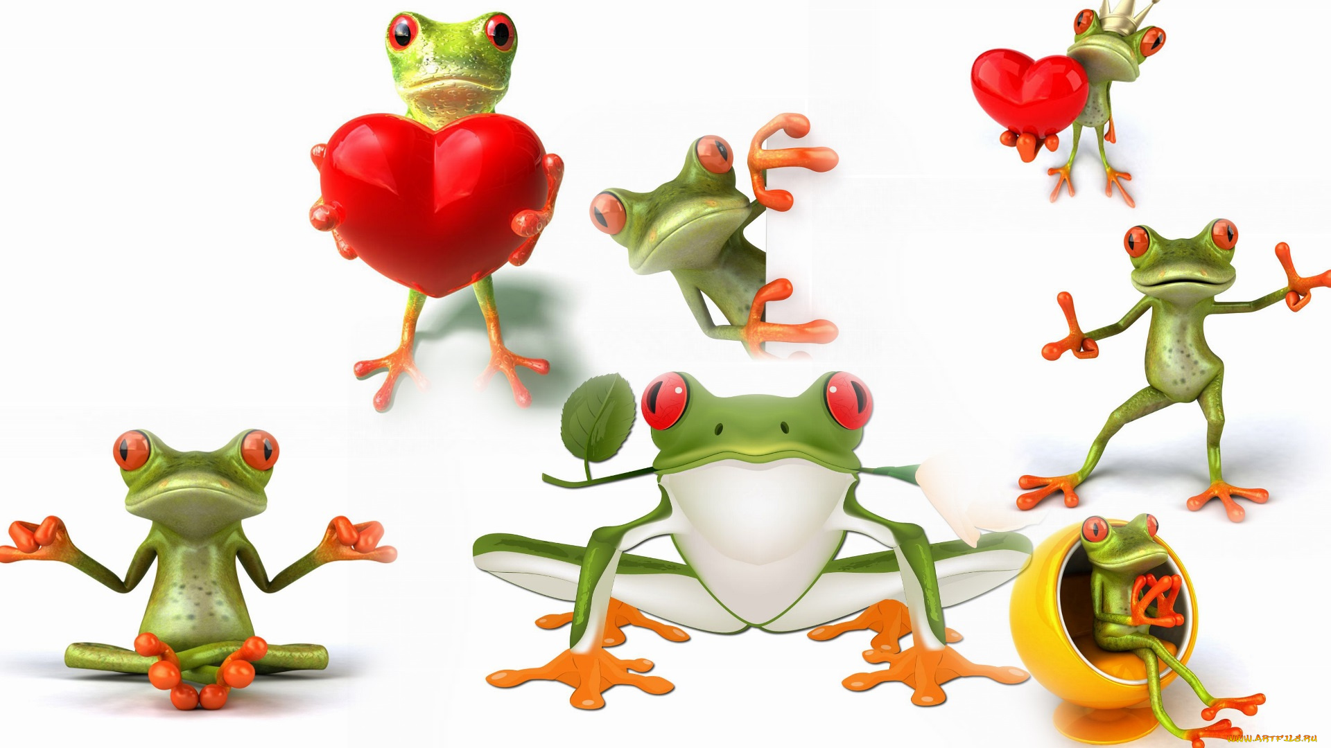 3д, графика, animals, , животные, лягушки