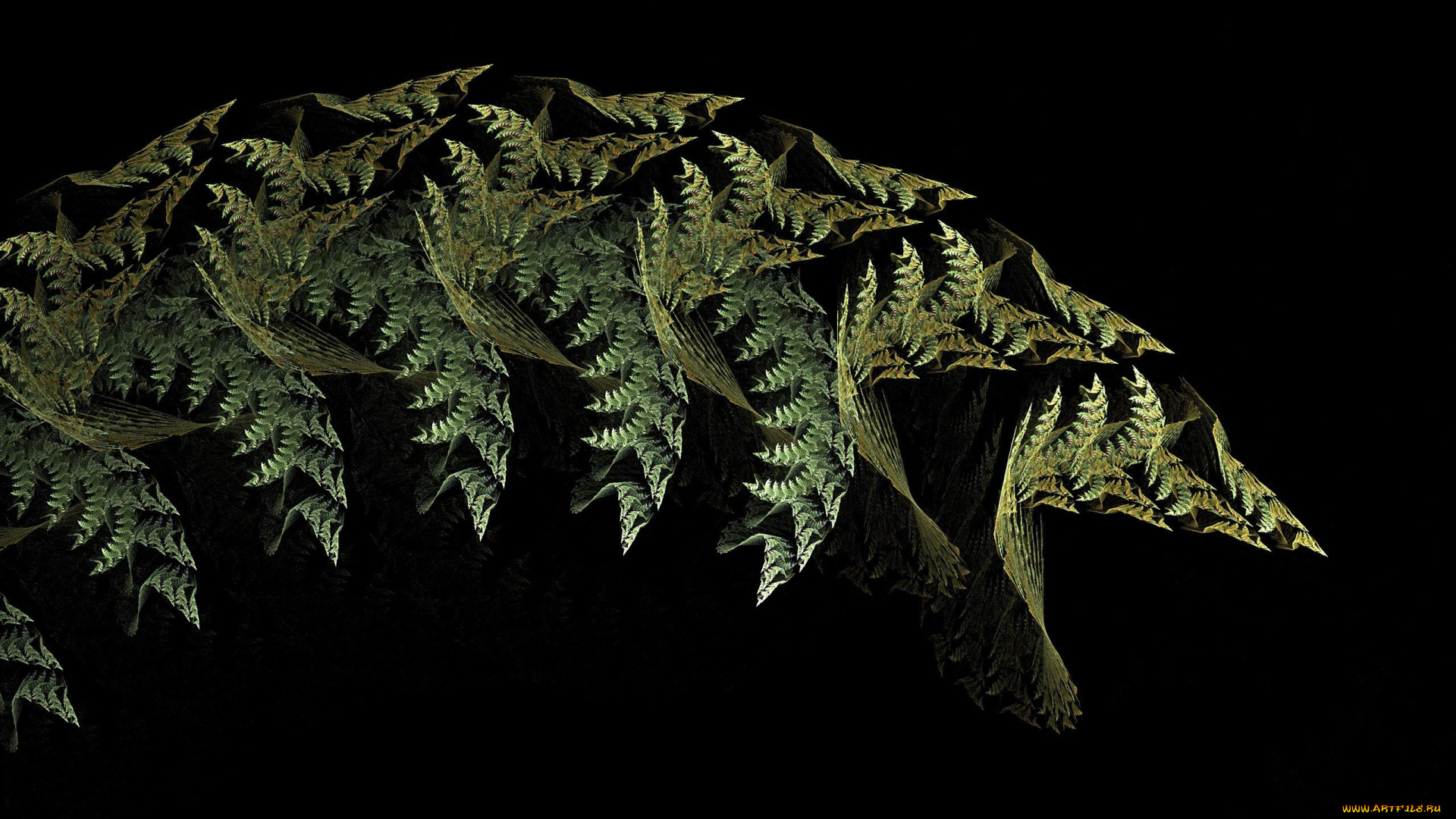 3д, графика, fractal, , фракталы, растение, папоротник