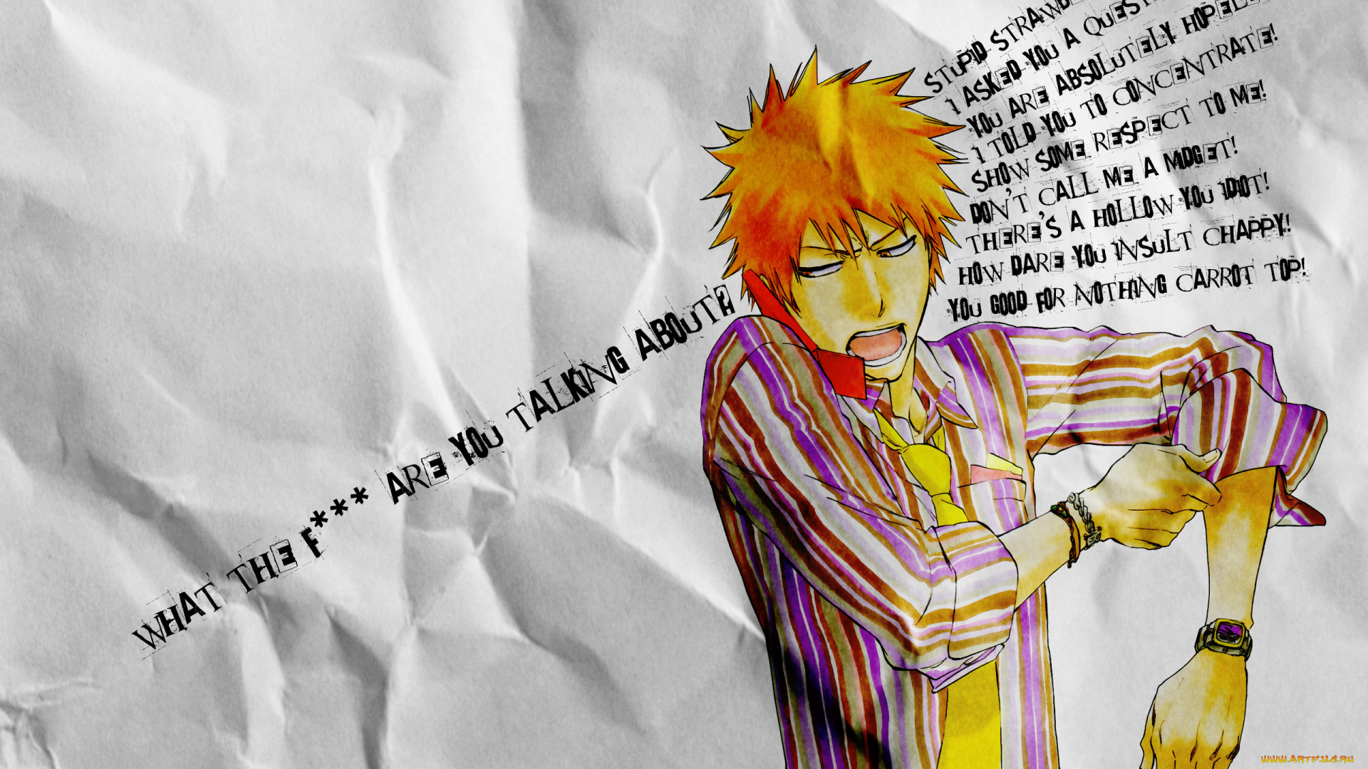 аниме, bleach, пиджак, блич, куросаки, лицо, телефон, бумага, ичиго