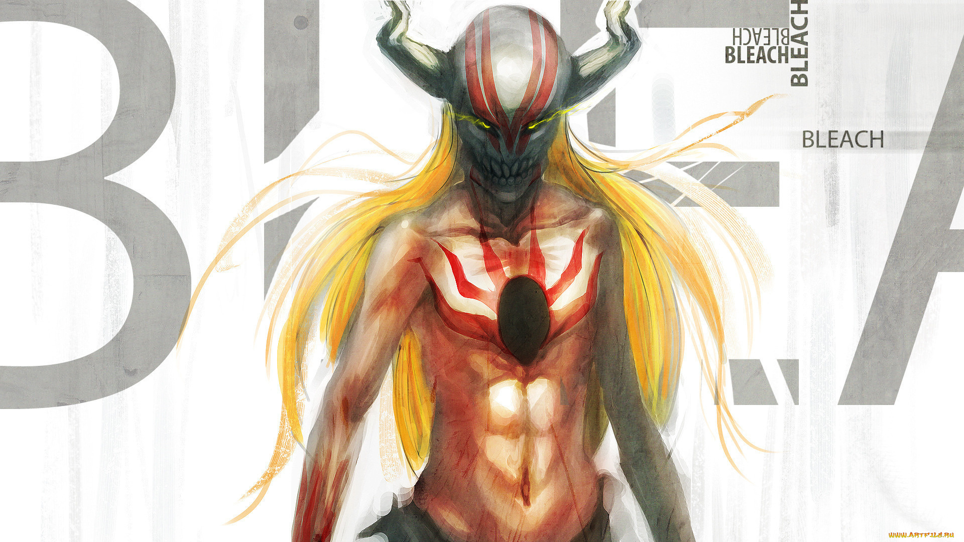 аниме, bleach, пустой, в, ичиго, рисунок, маска