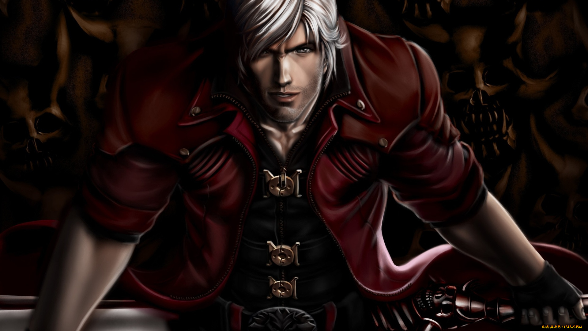 аниме, devil, may, cry, тело, взгляд, волосы, серые, парень