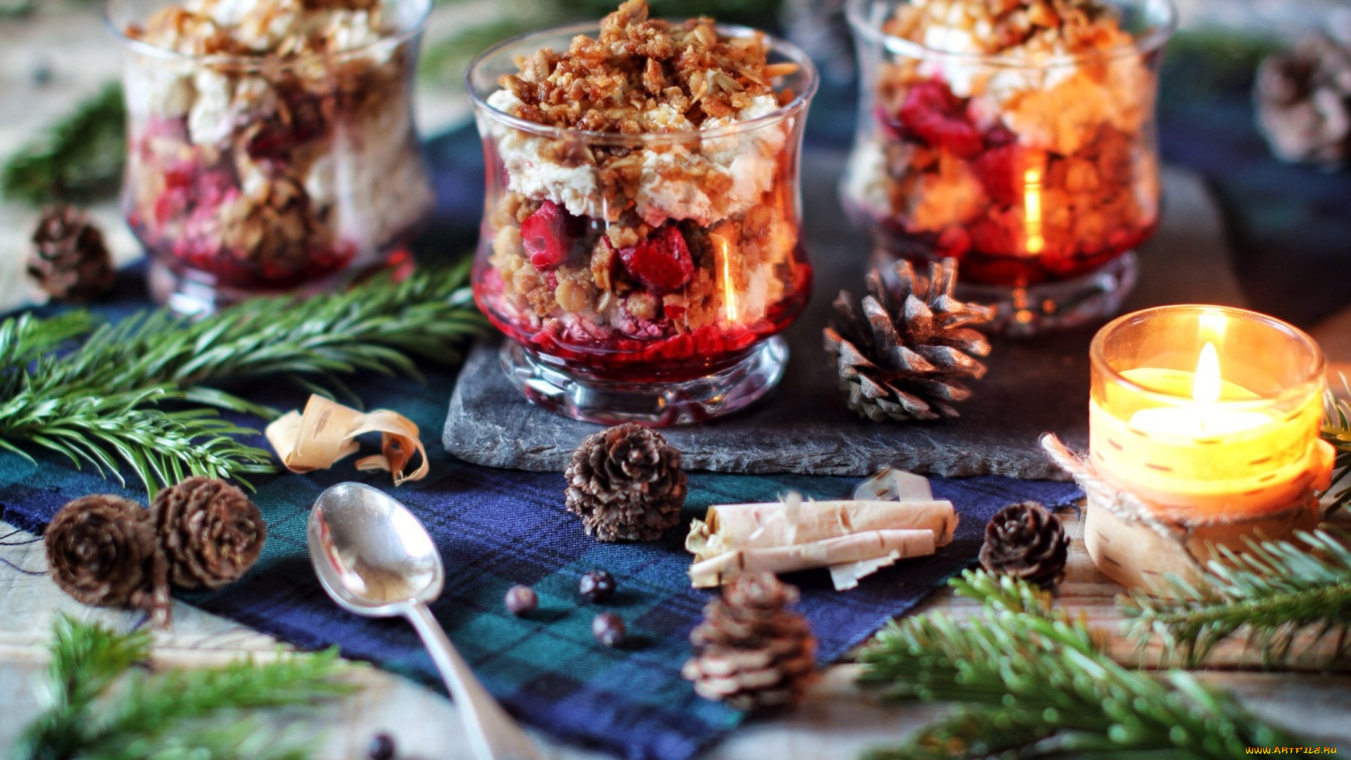 праздничные, угощения, шишки, десерт, свечи