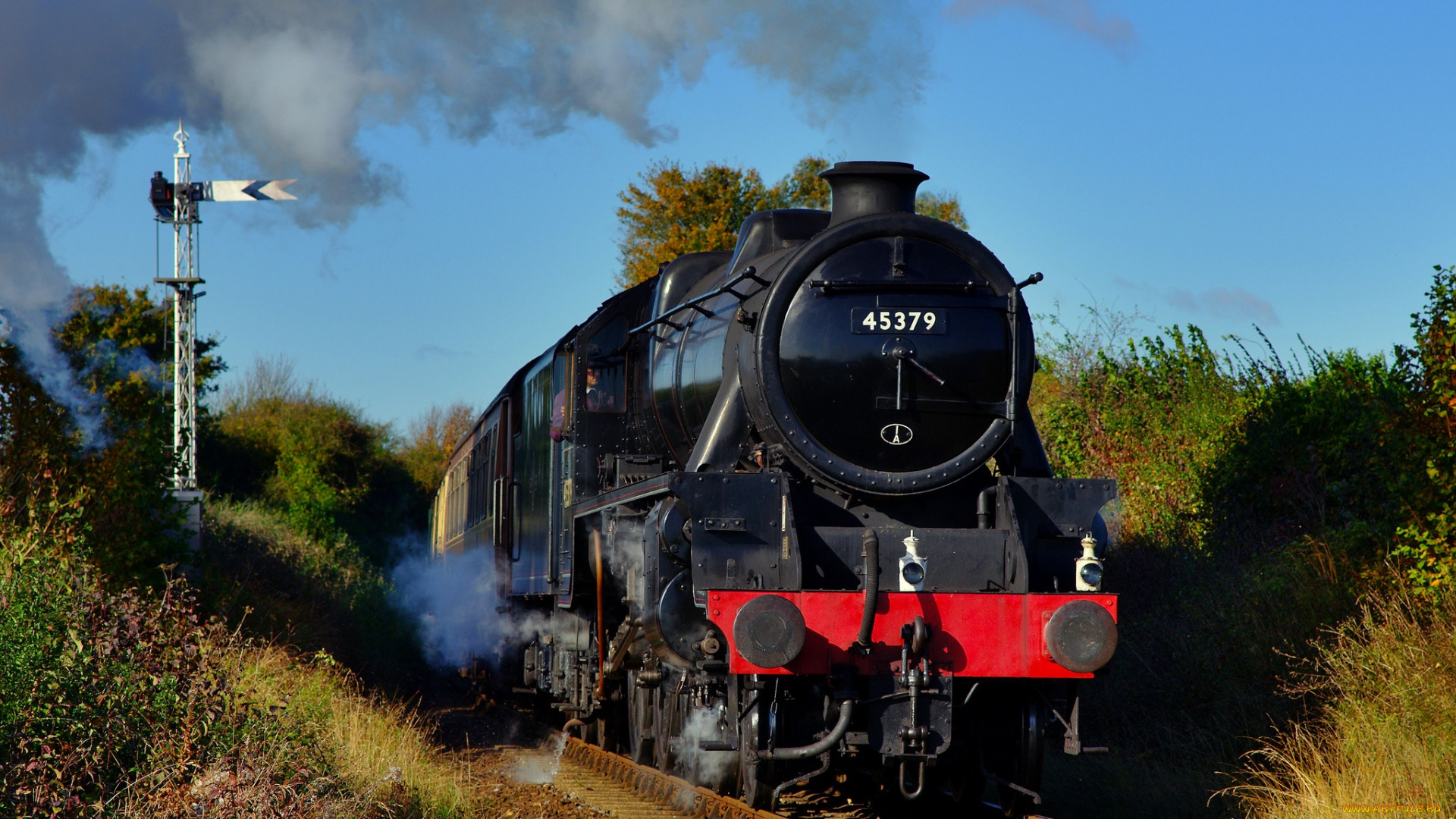 техника, паровозы, пассажирский, состав, вагоны, железная, дорога, рельсы, паровоз