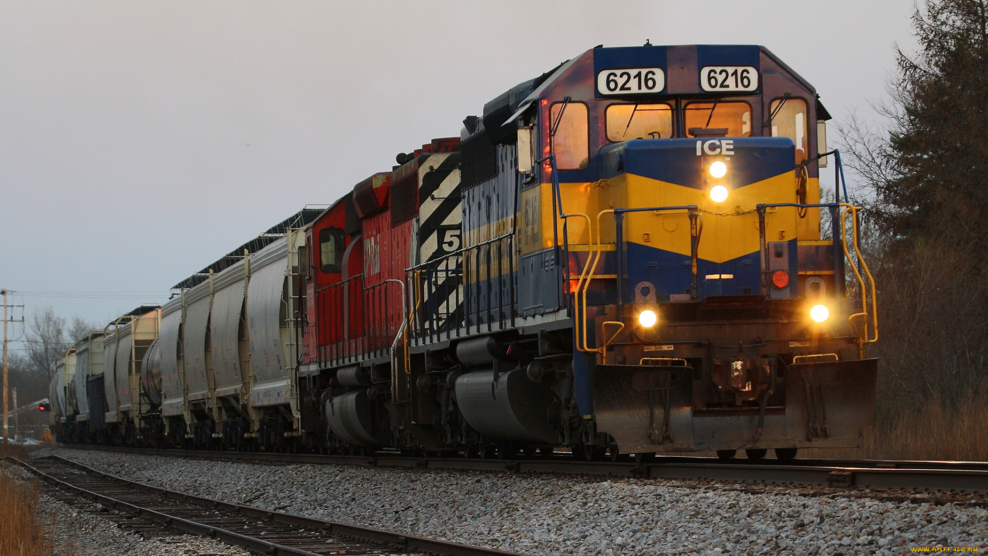 техника, поезда, грузовой, состав, локомотивы, рельсы, железная, дорога