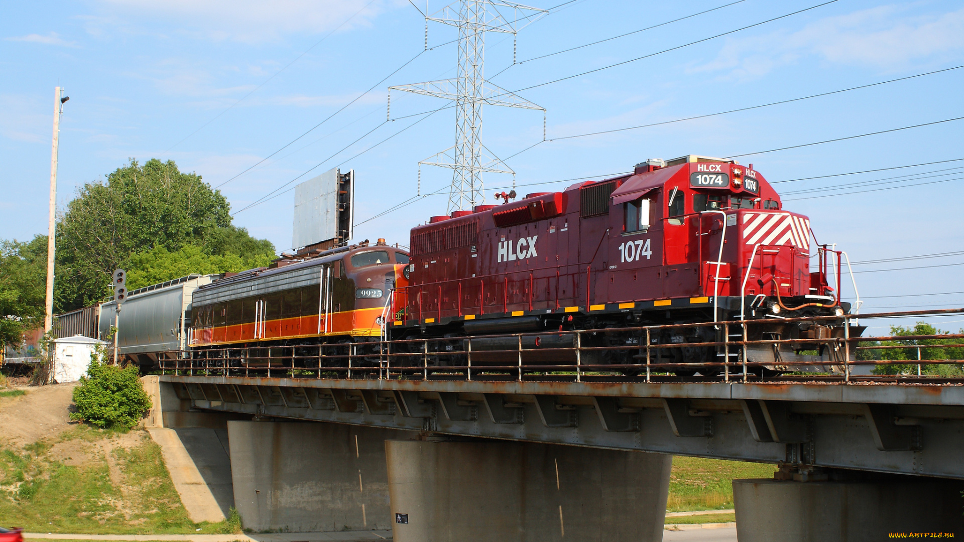 техника, поезда, локомотив, поезд, рельсыезд, мост, эстакада