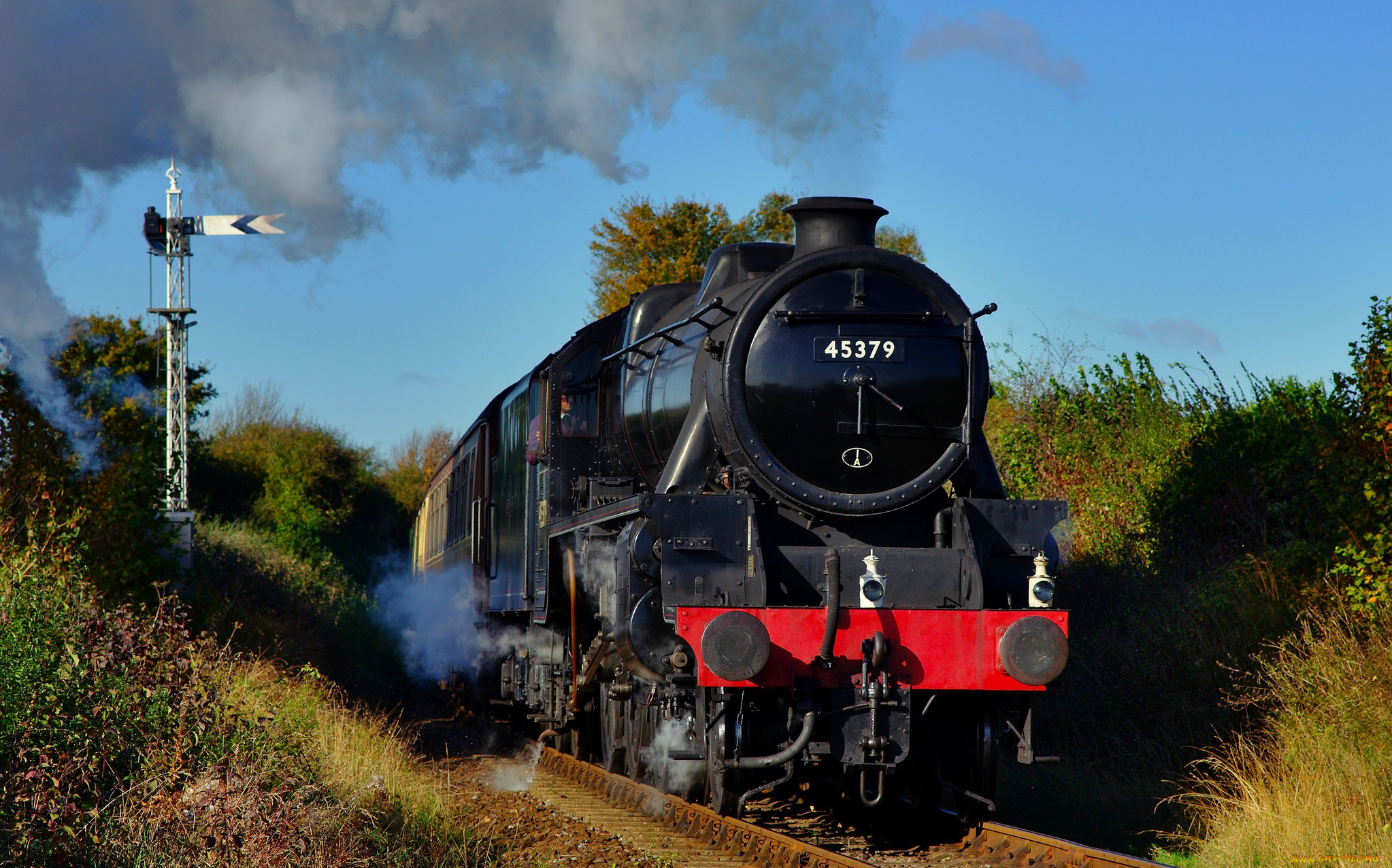 техника, паровозы, пассажирский, состав, вагоны, железная, дорога, рельсы, паровоз