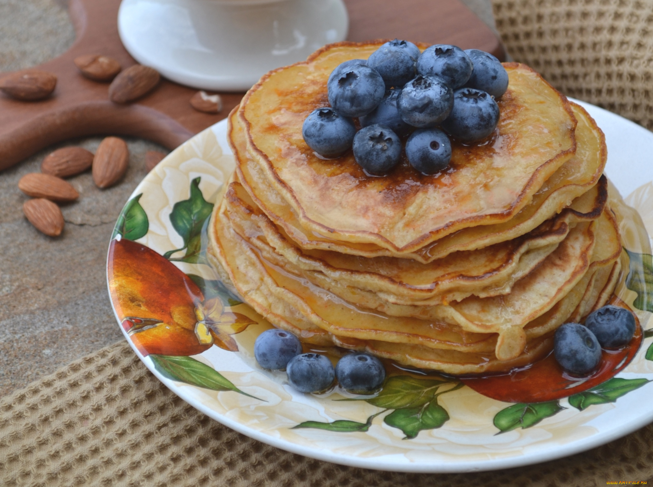 еда, блины, , оладьи, голубика