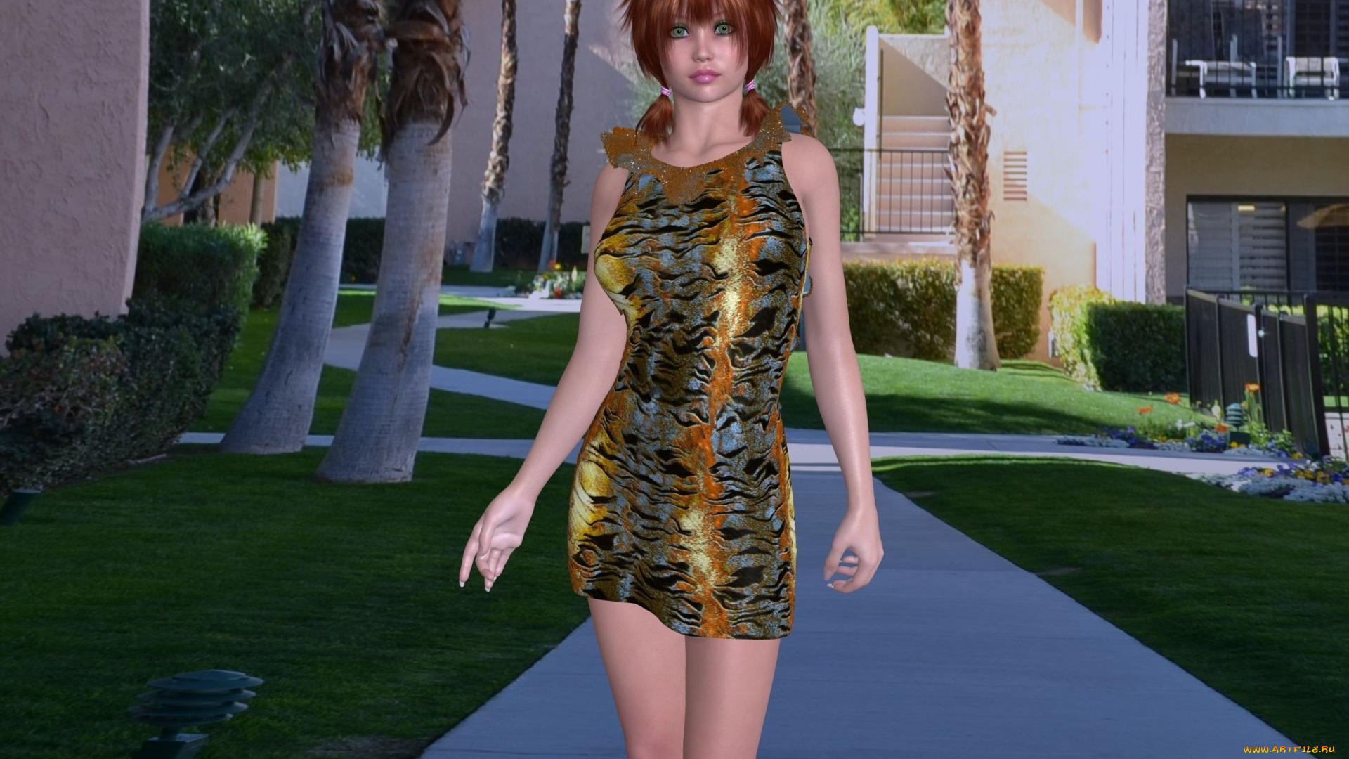 3д, графика, люди, , people, фон, рыжая, девушка, взгляд