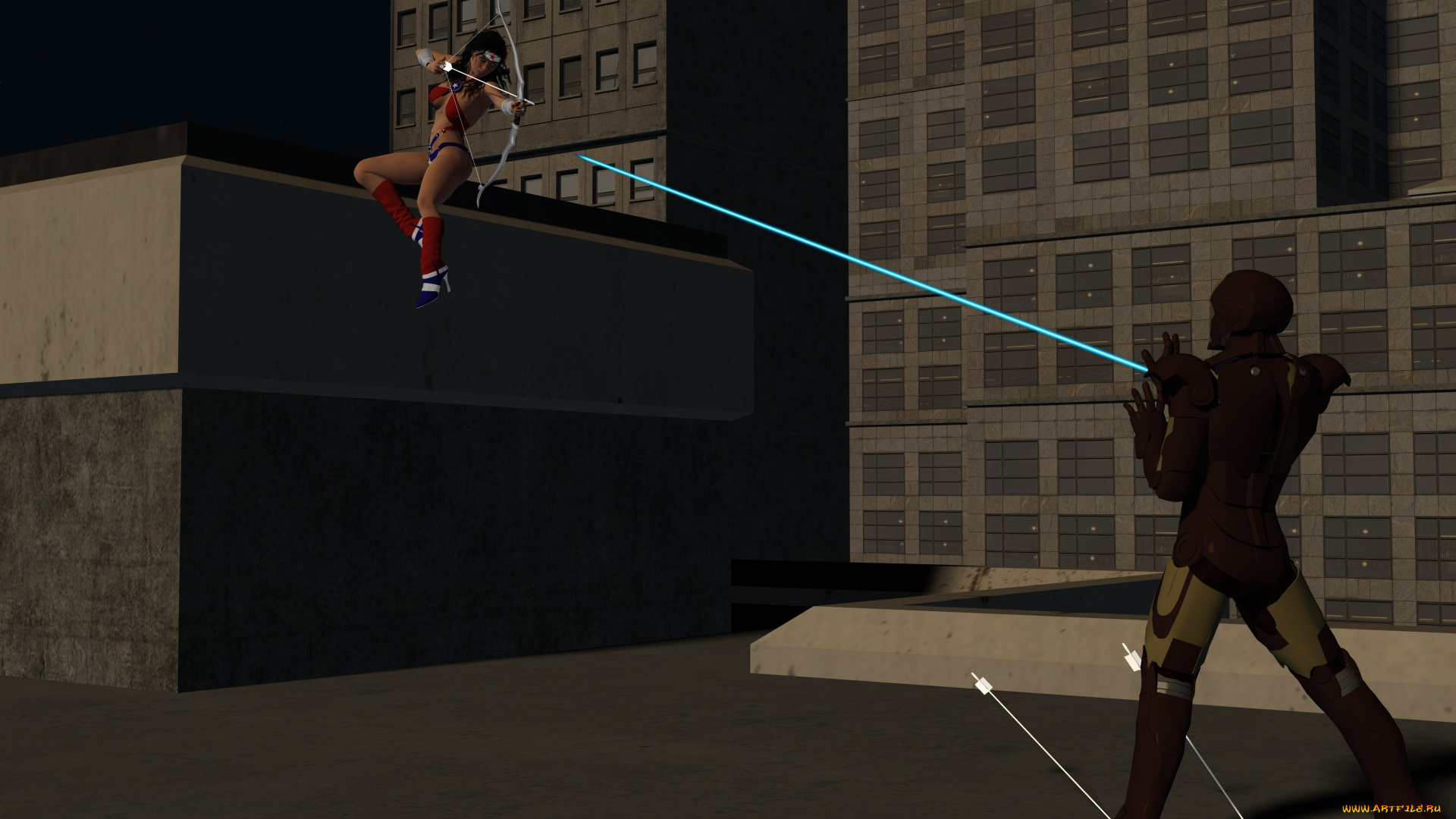 amazon, arrow, 3д, графика, фантазия, , fantasy, девушка, взгляд, фон, оружие, киборг