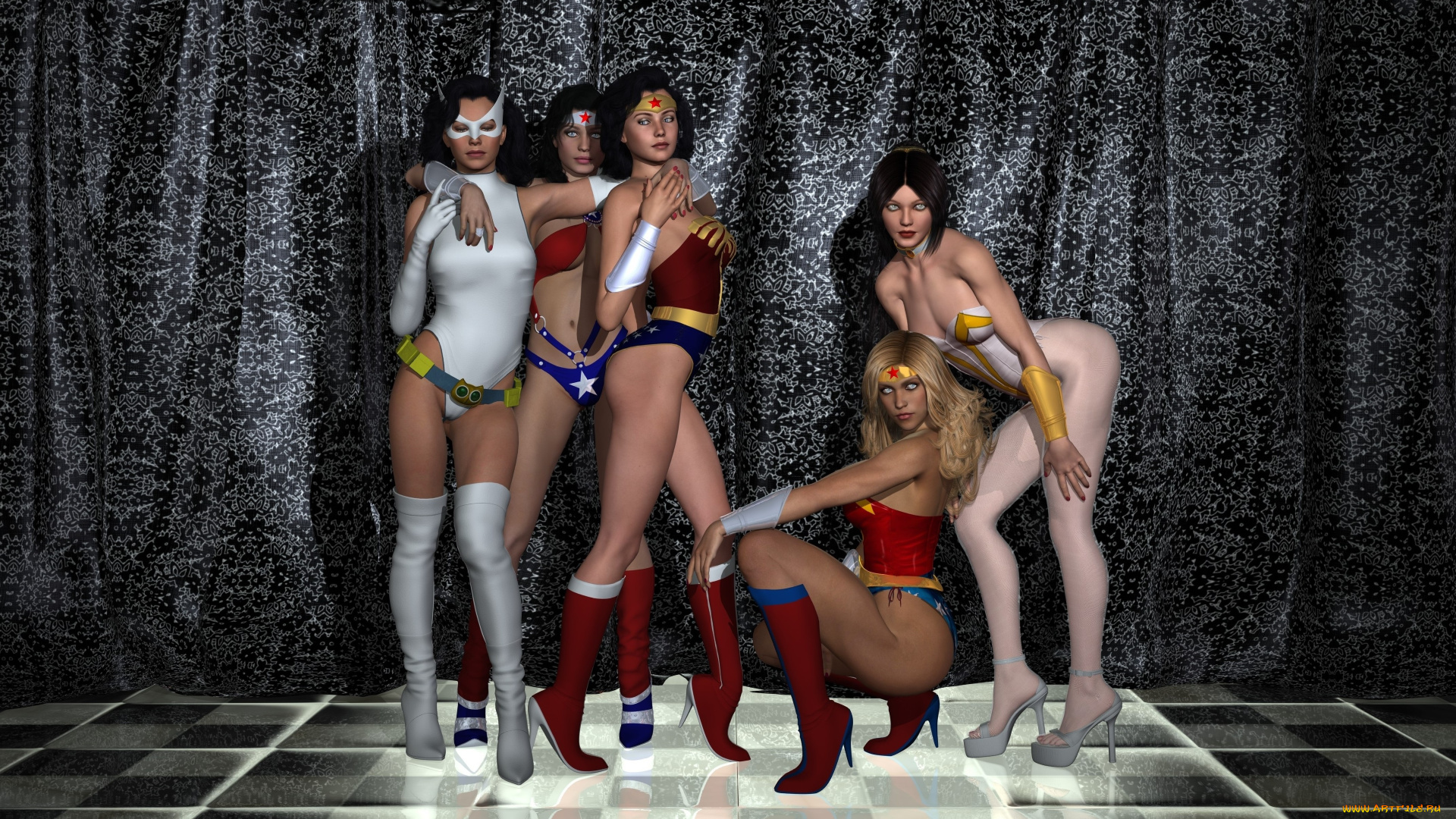 amazon, arrow, 3д, графика, фантазия, , fantasy, девушки, взгляд, фон, штора