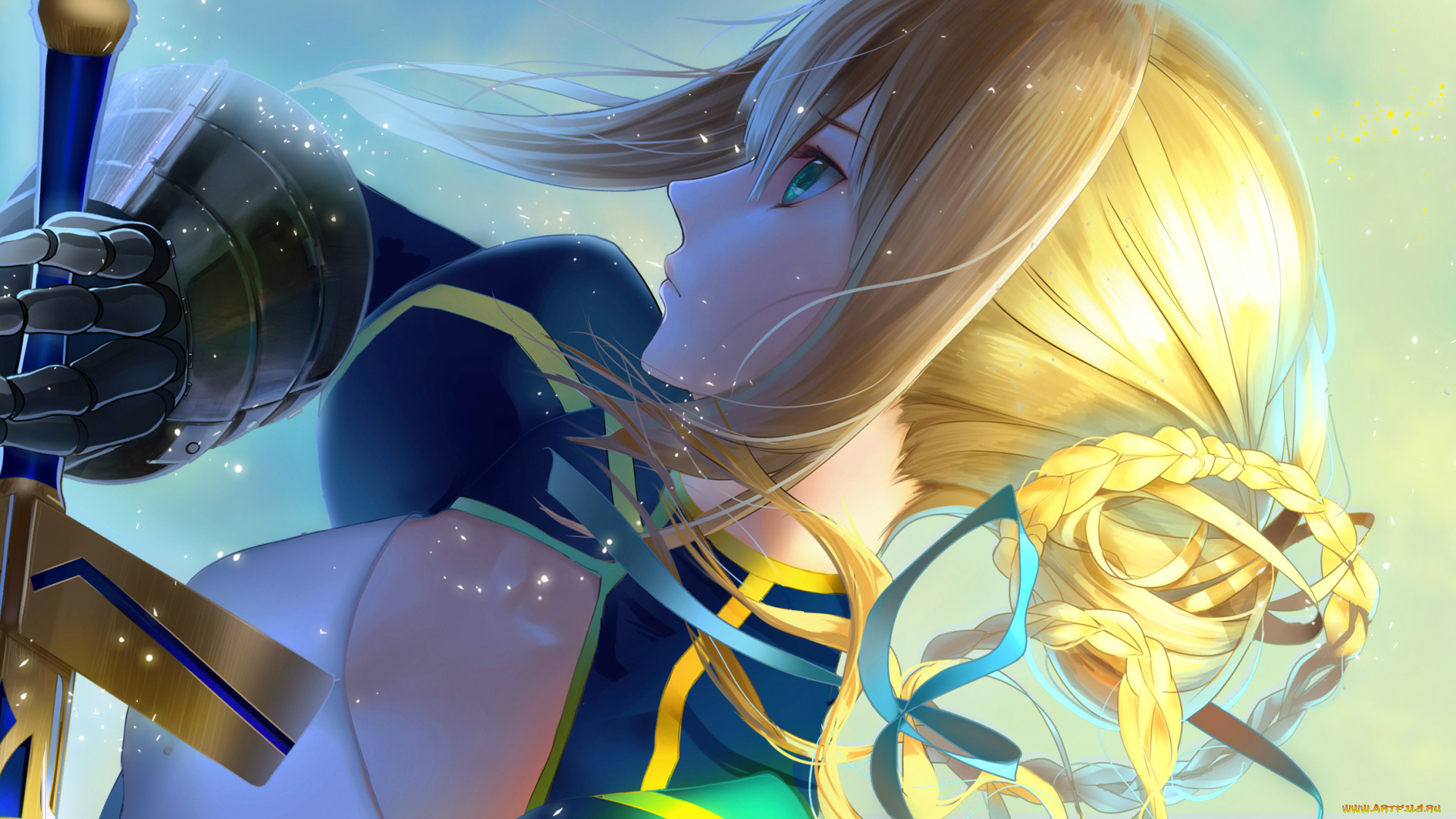 аниме, fate, stay, night, saber, stay, night, блондинка, девушка, cao, xiong