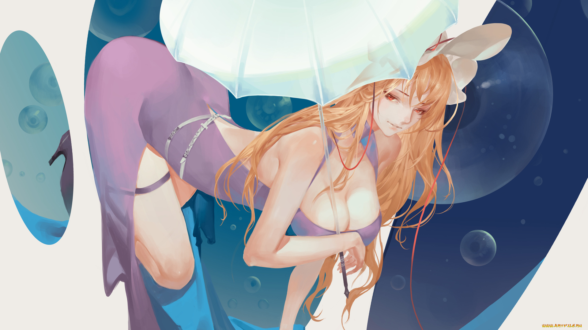 аниме, touhou, yakumo, yukari, alcd, арт, девушка, зонтик, платье