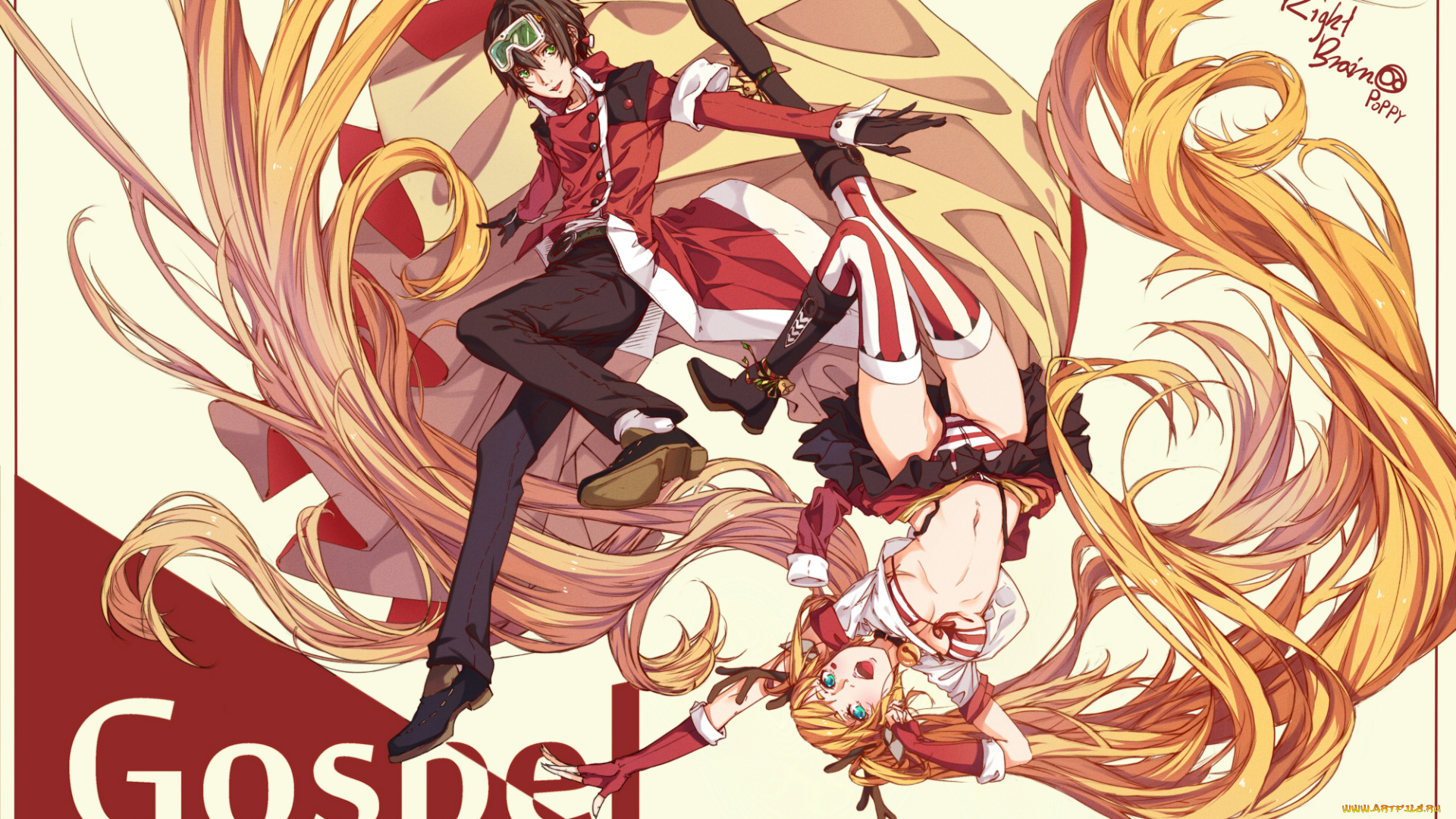 аниме, зима, , новый, год, , рождество, блондинка, волосы, девушка, парень, арт, transistor, очки