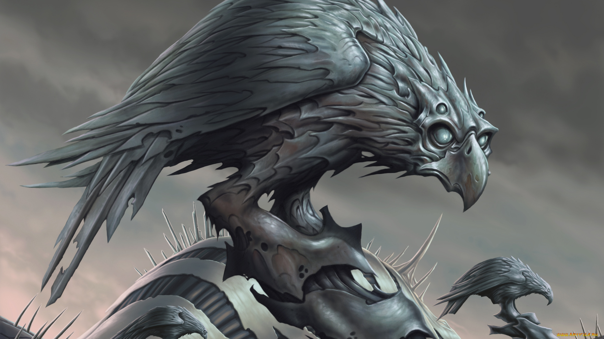 ворон, фэнтези, роботы, , киборги, , механизмы, существа, чёрный, птица