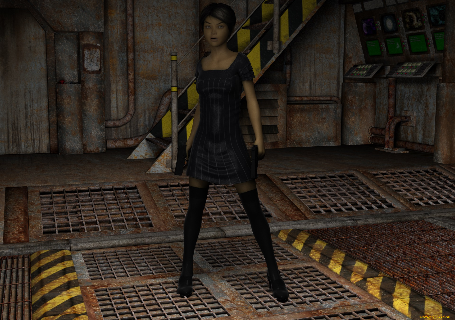 3д, графика, фантазия, , fantasy, фон, взгляд, девушка, оружие