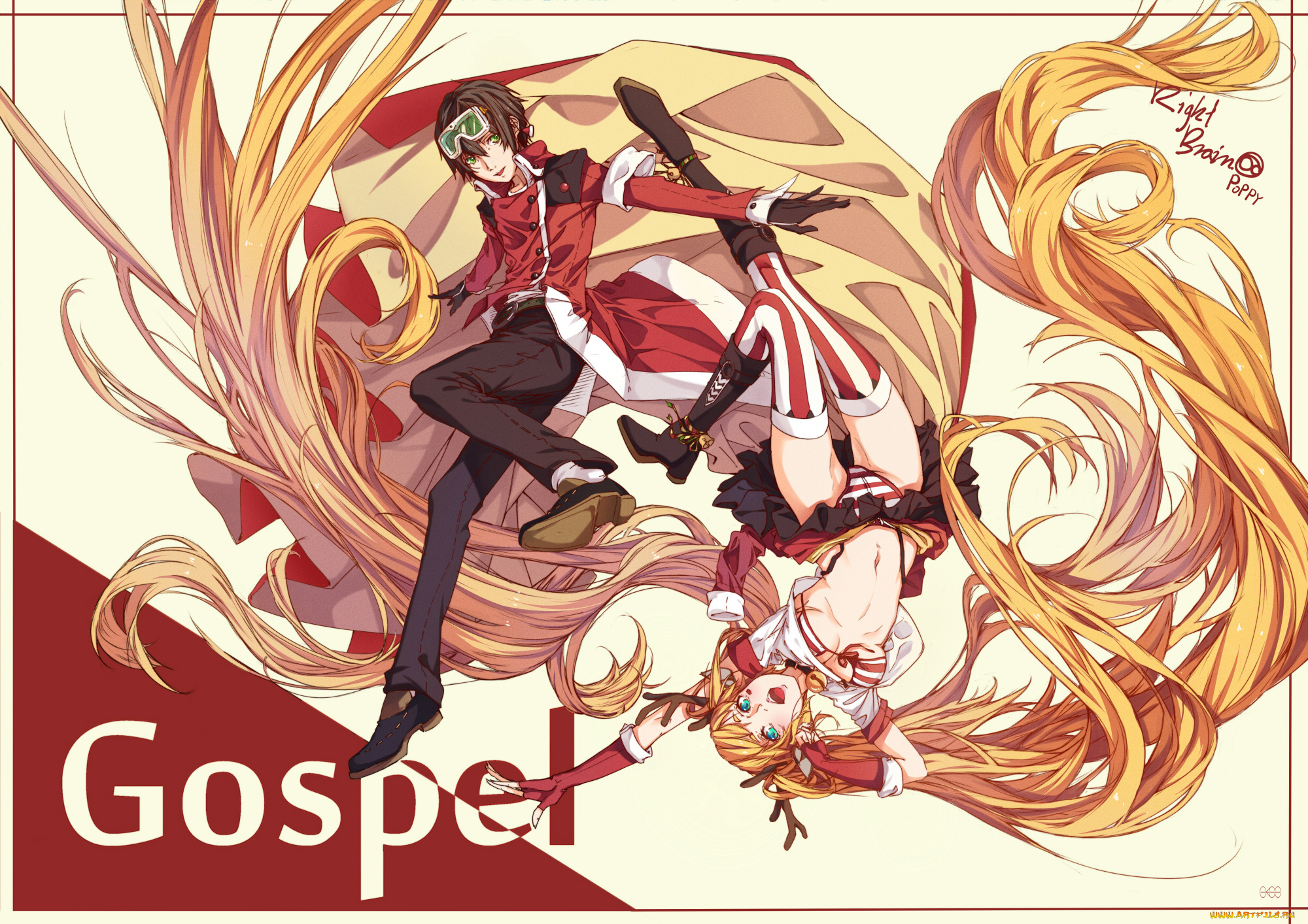 аниме, зима, , новый, год, , рождество, блондинка, волосы, девушка, парень, арт, transistor, очки