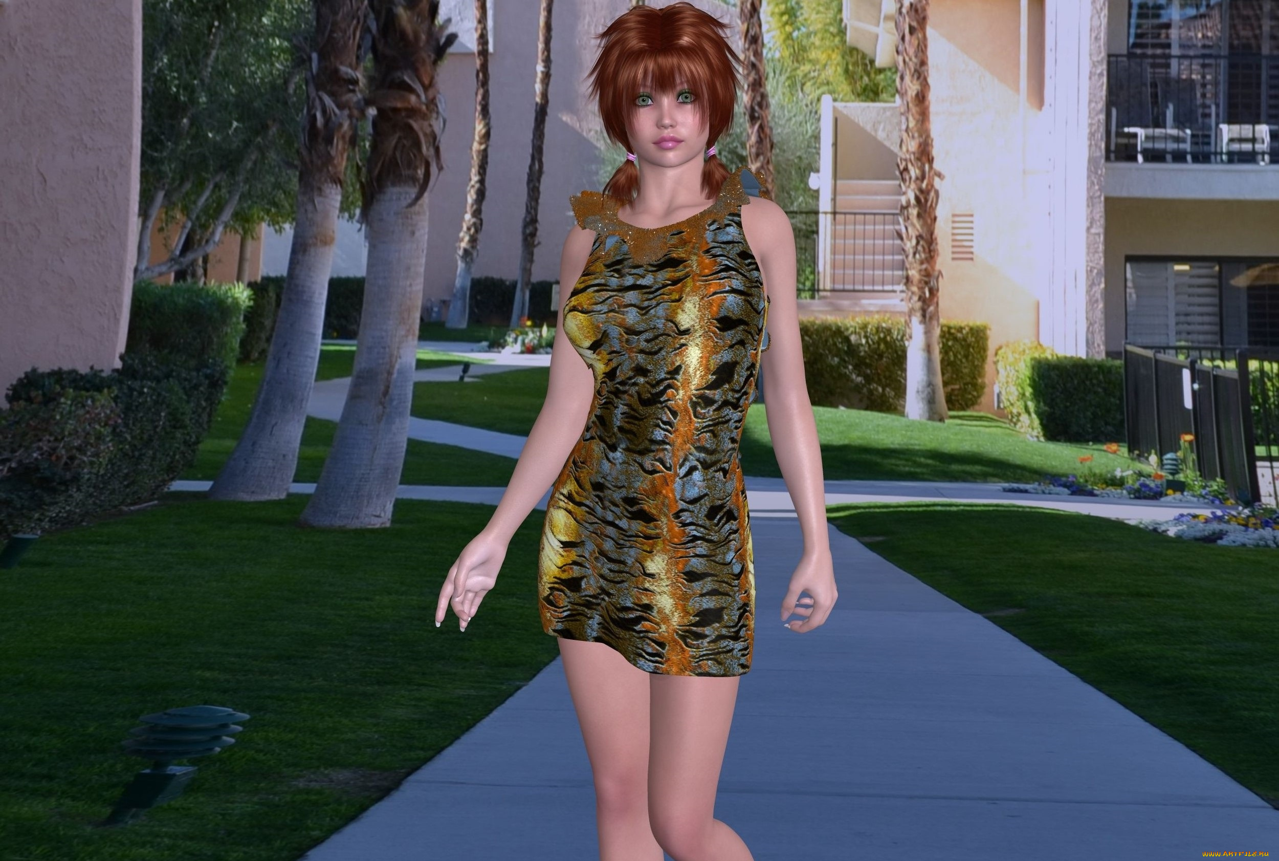 3д, графика, люди, , people, фон, рыжая, девушка, взгляд