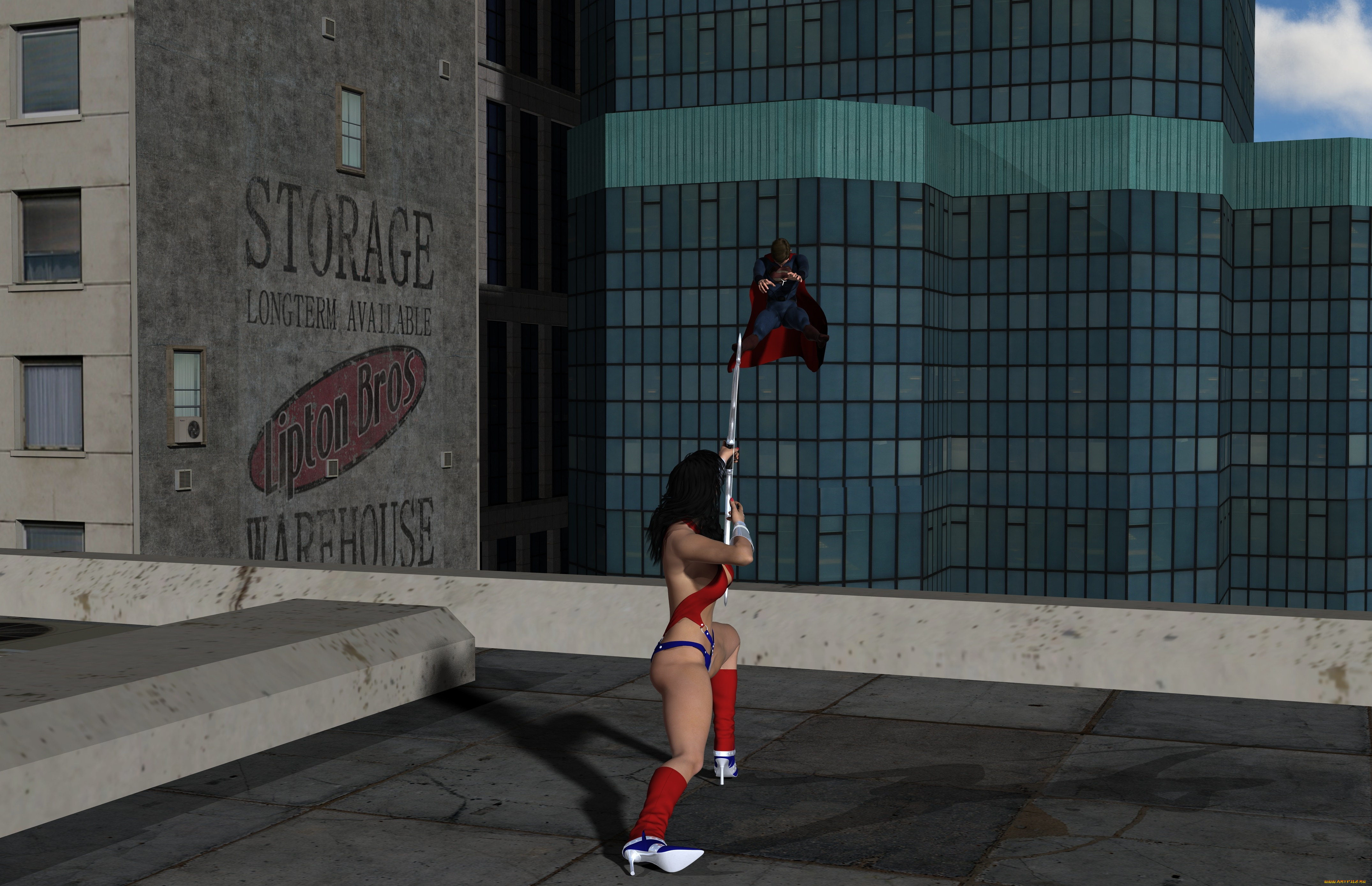 amazon, arrow, 3д, графика, фантазия, , fantasy, девушка, взгляд, фон, супермен