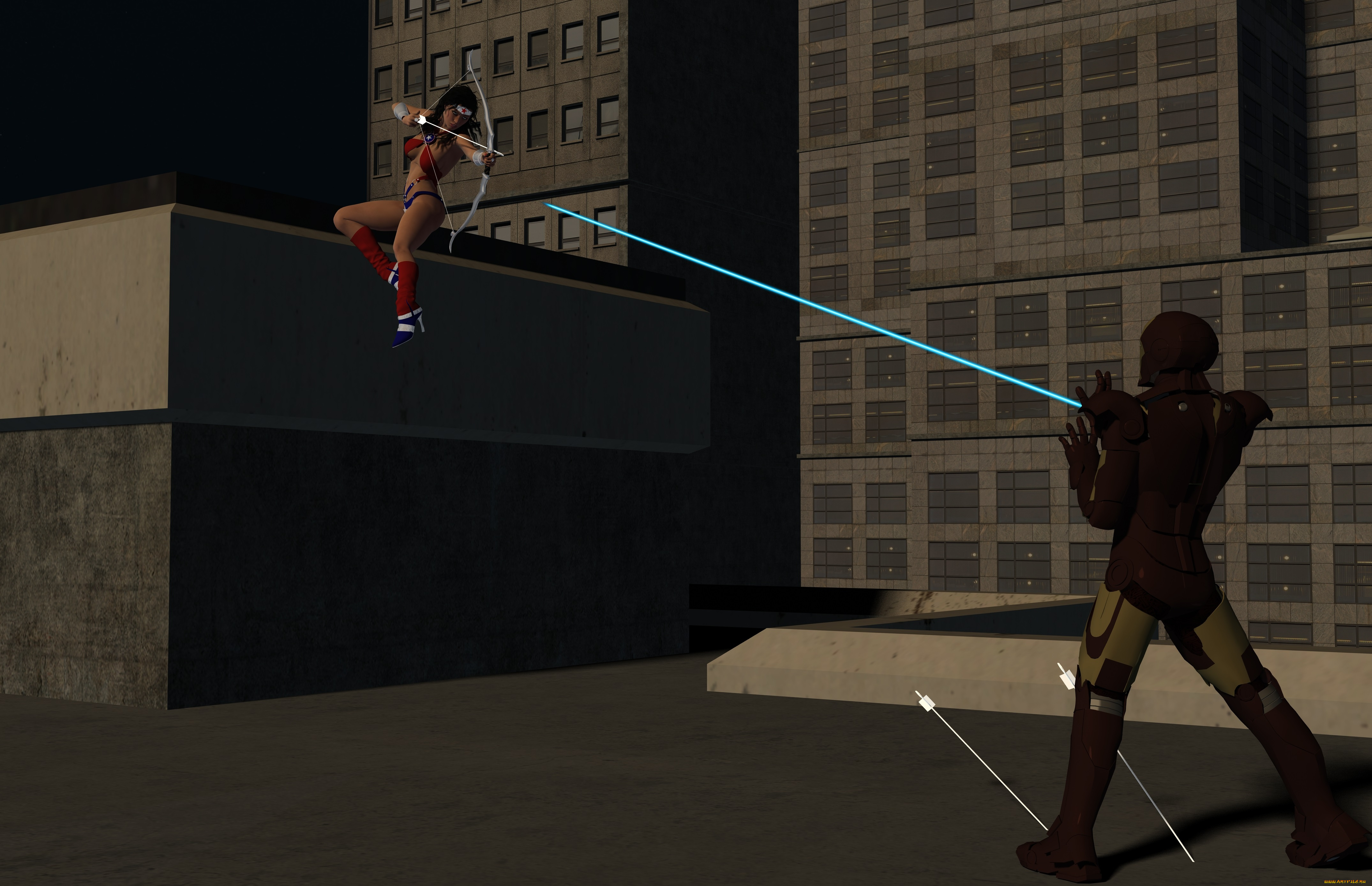 amazon, arrow, 3д, графика, фантазия, , fantasy, девушка, взгляд, фон, оружие, киборг