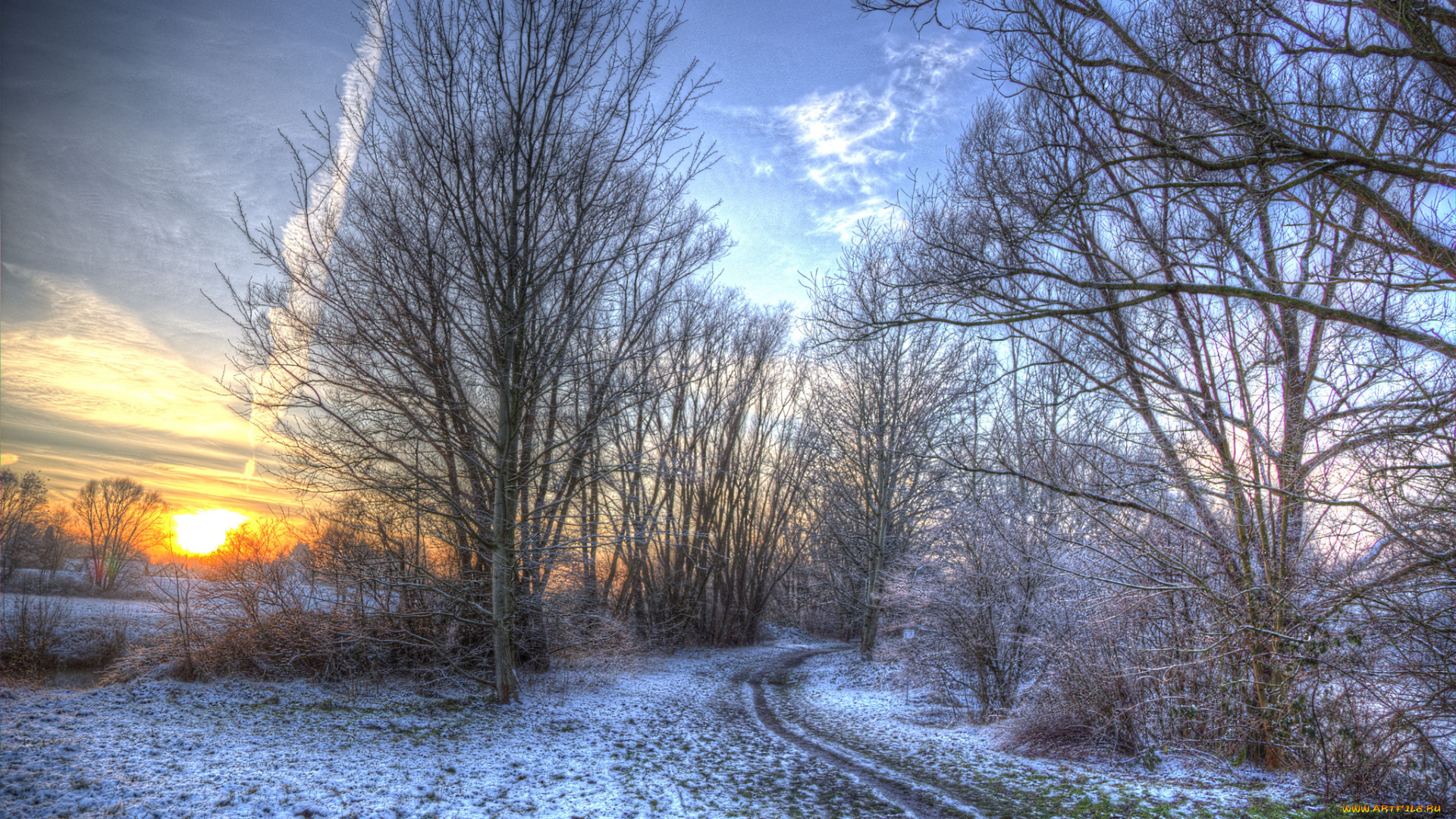 природа, зима, рассвет