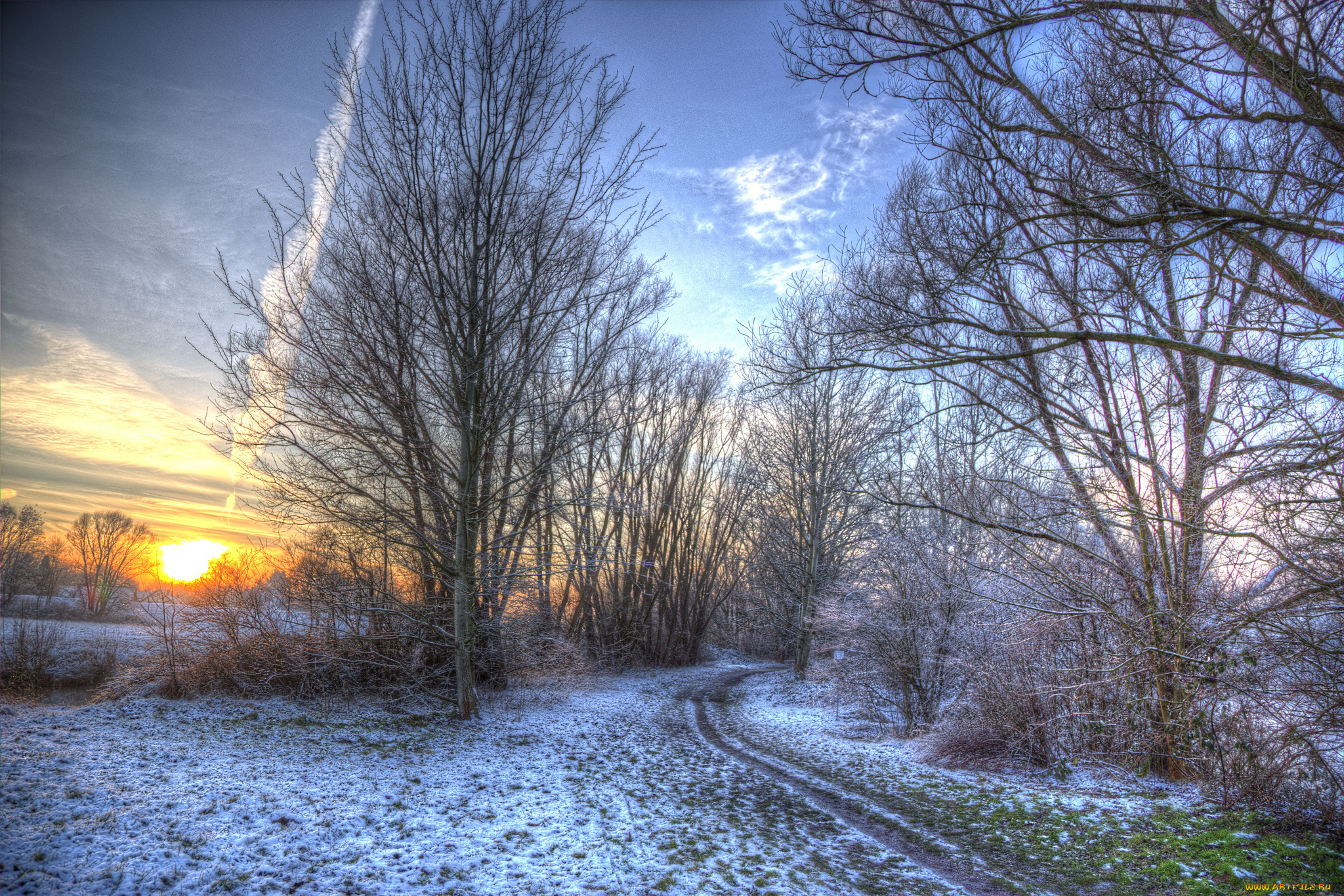 природа, зима, рассвет