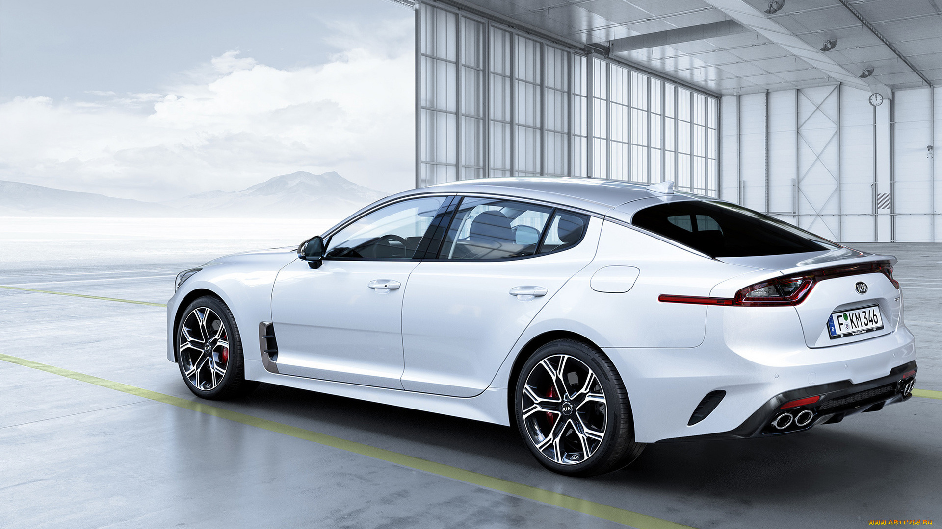 автомобили, kia, ангар, белый, stinger, киа