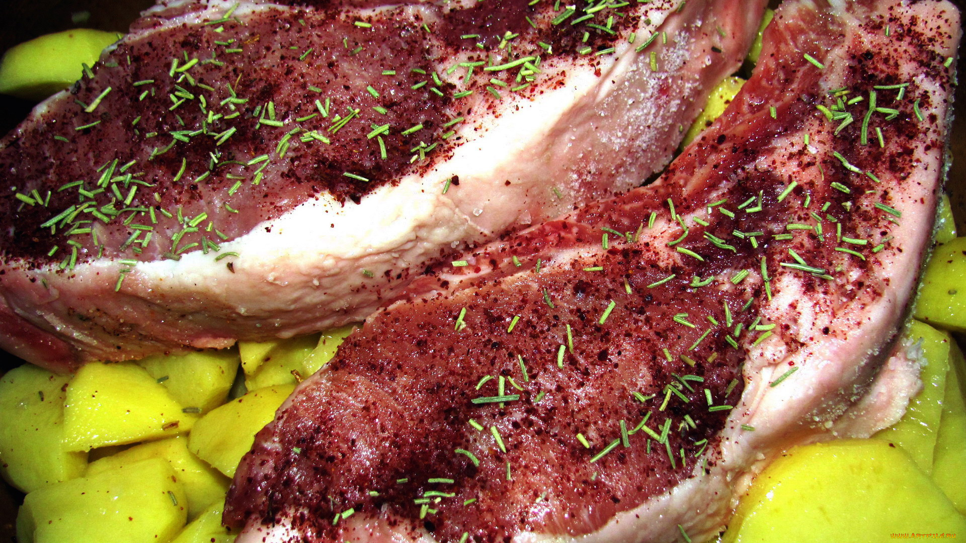 еда, мясные, блюда, зелень, корейка