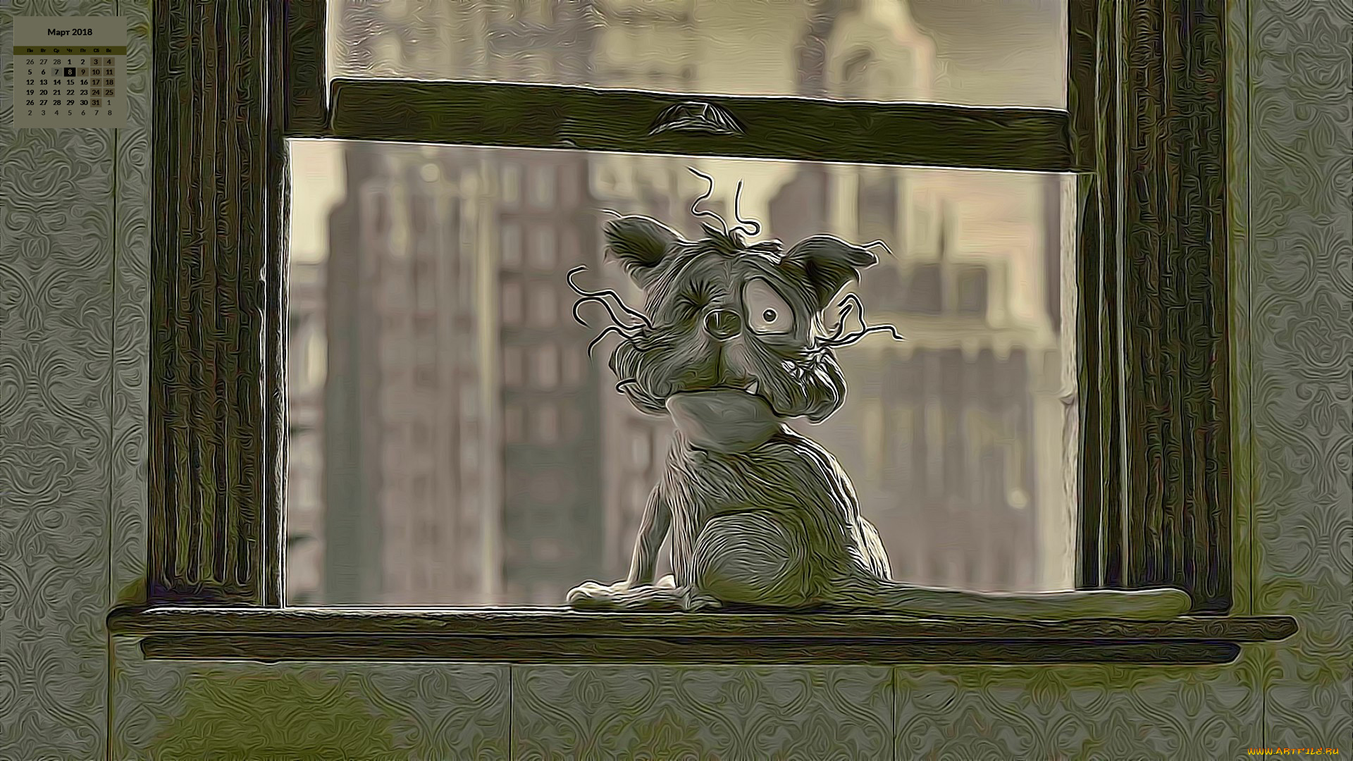 календари, кино, , мультфильмы, 2018, кот, окно, взгляд