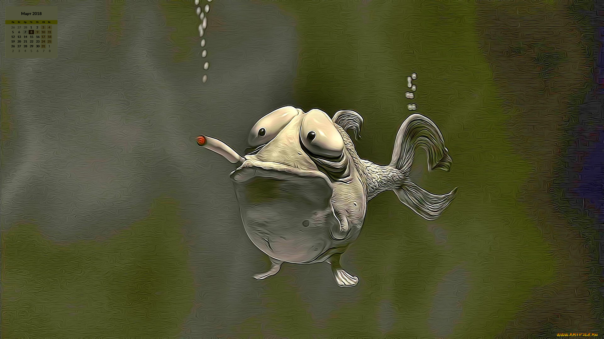 календари, кино, , мультфильмы, 2018, взгляд, рыба, сигарета