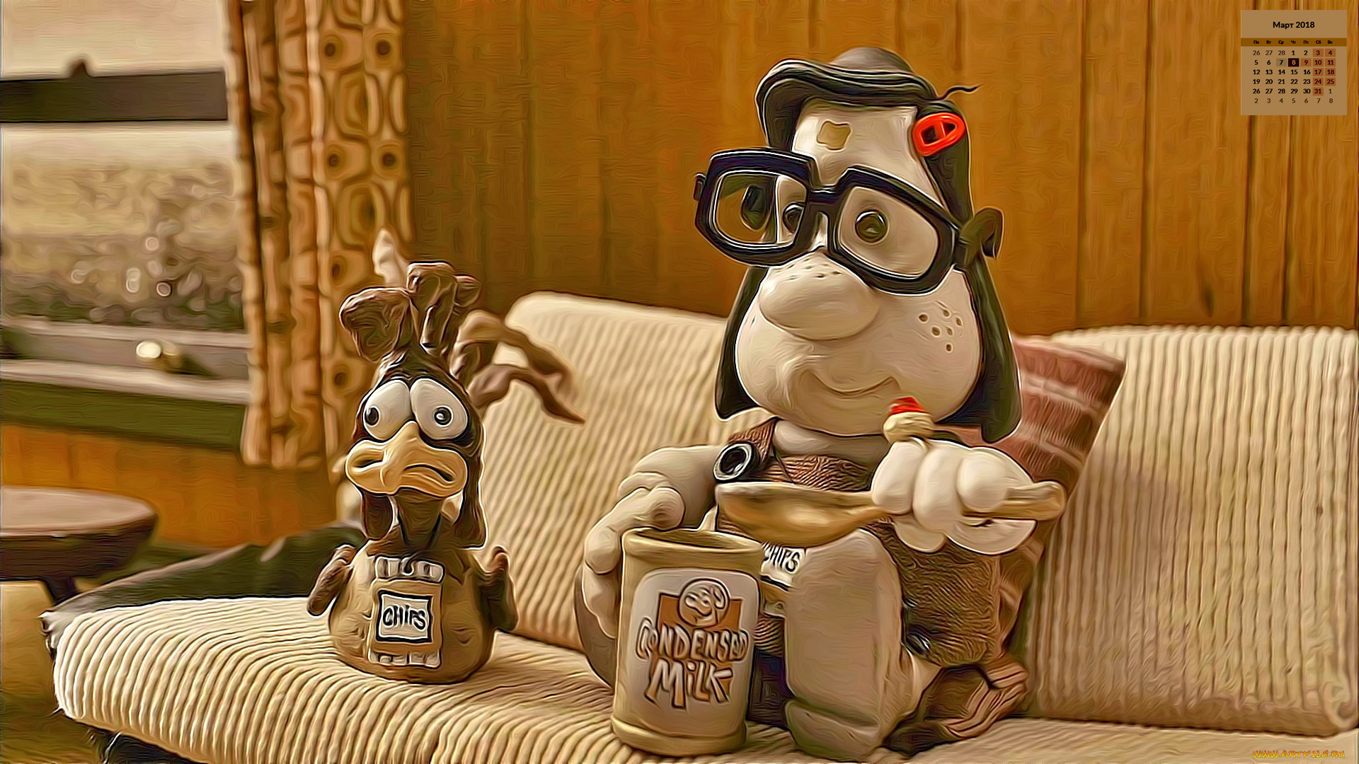 календари, кино, , мультфильмы, девочка, 2018, взгляд, очки, петух, банка