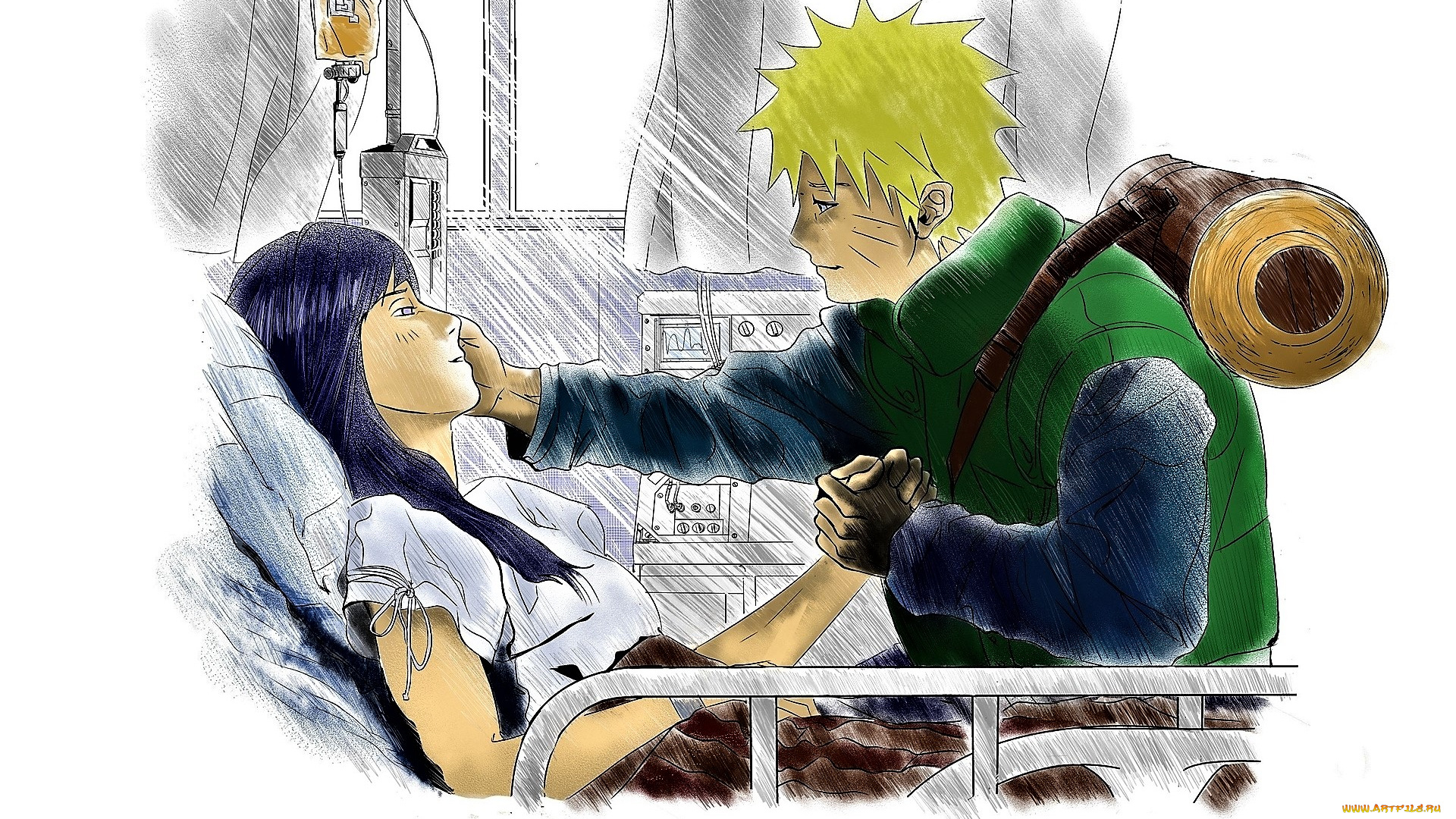 аниме, naruto, больница, наруто, хината