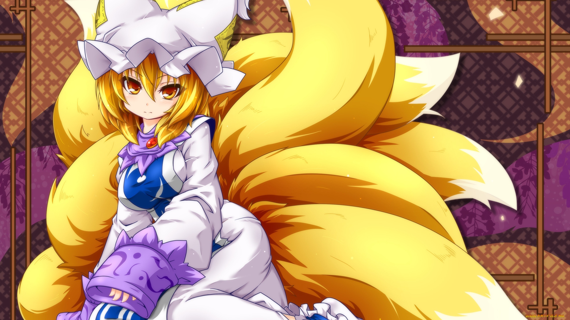 аниме, touhou, фон, взгляд, девушка