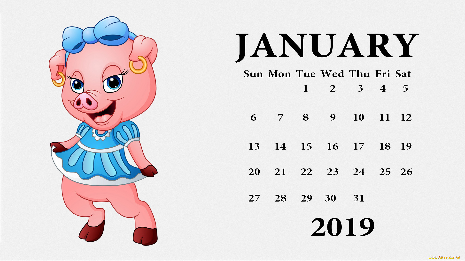 календари, рисованные, , векторная, графика, поросенок, платье, свинья, серьги